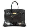 HermÃƒÆ’Ã‚Â¨s Birkin 35 Black Porosus Crocodile Bag GHW