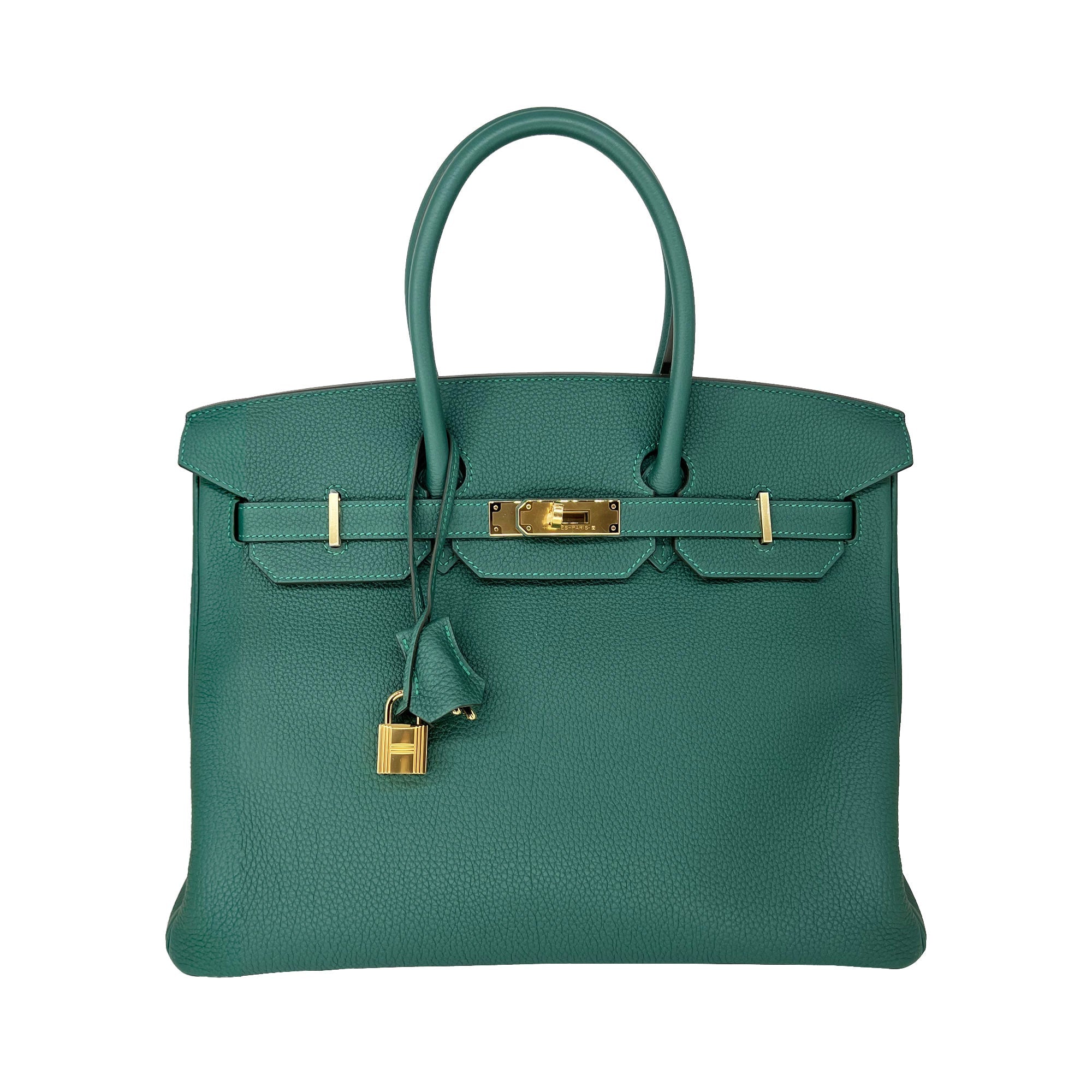 Pre Owned Hermes Birkin Malachite Togo Designer Bag B35 GHW