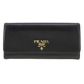 PRADA Long Wallet Purse 1MH132 Safiano black Women Used