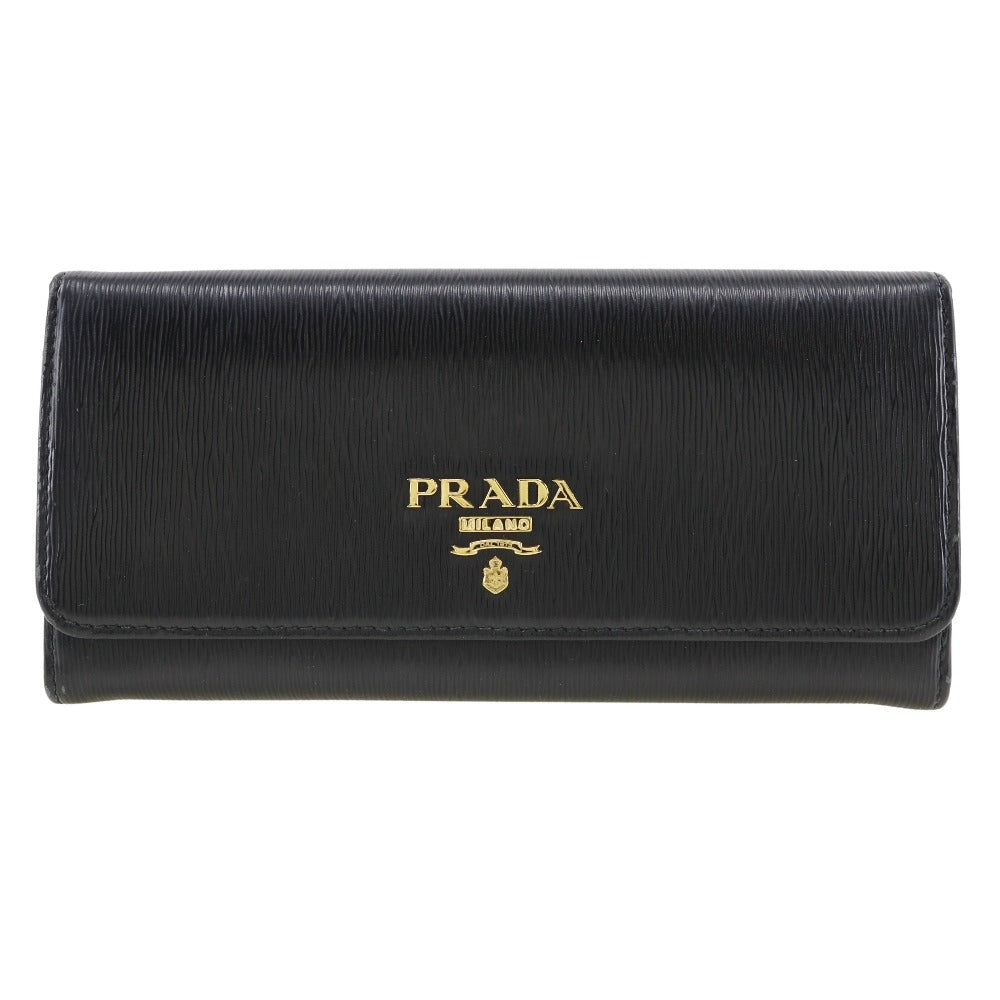 PRADA Long Wallet Purse 1MH132 Safiano black Women Used