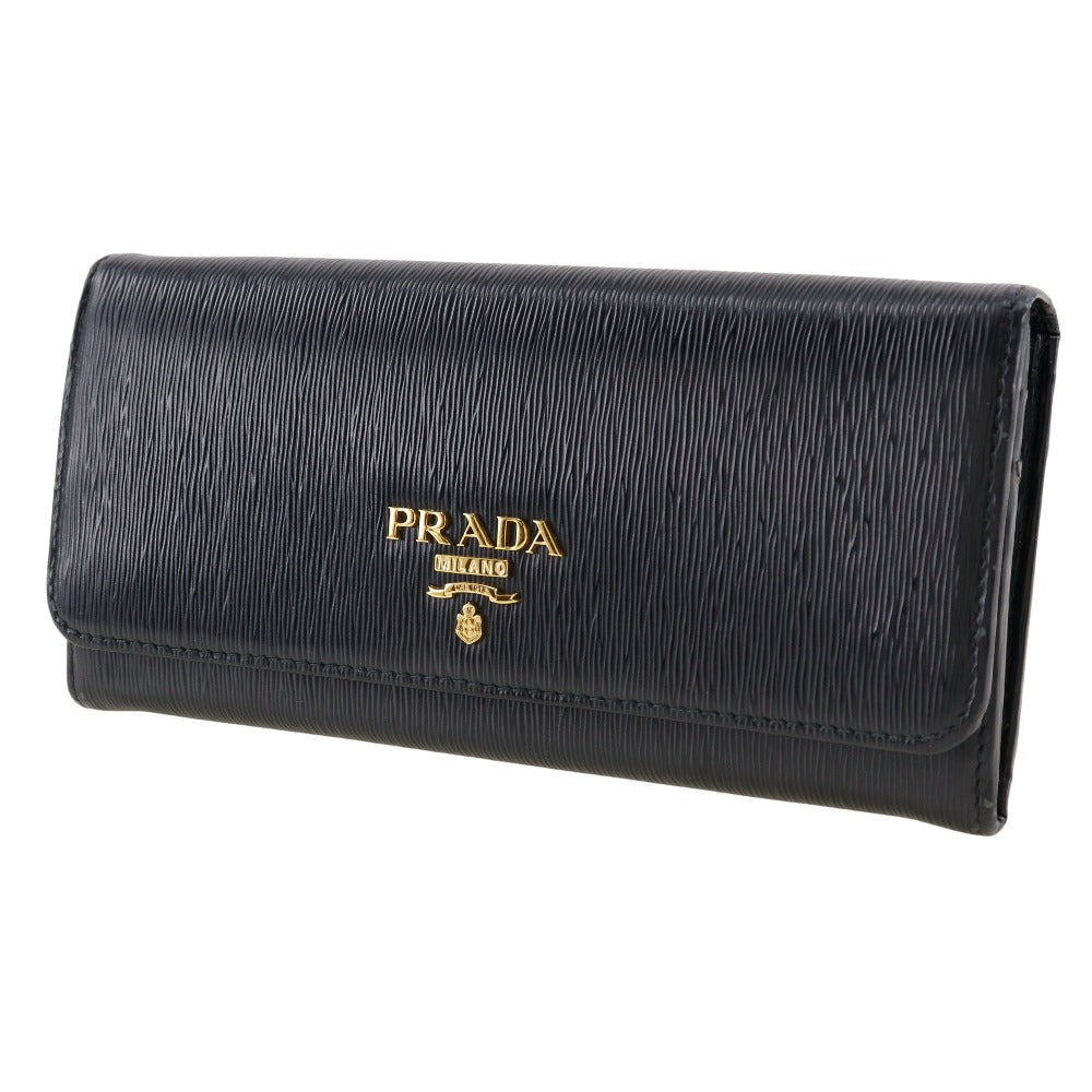 PRADA Long Wallet Purse 1MH132 Safiano black Women Used