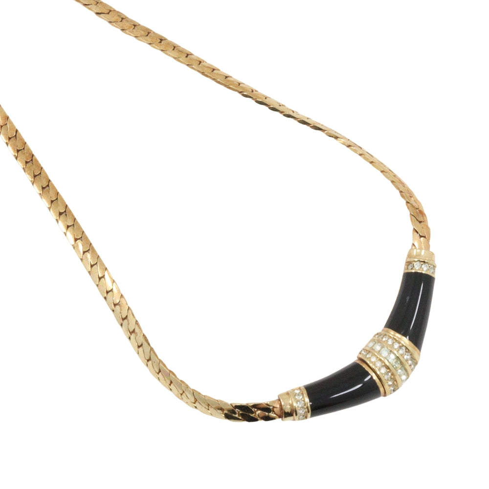 Christian Dior Necklace Plated Gold, Rhinestones gold vintage Earing set Women Used