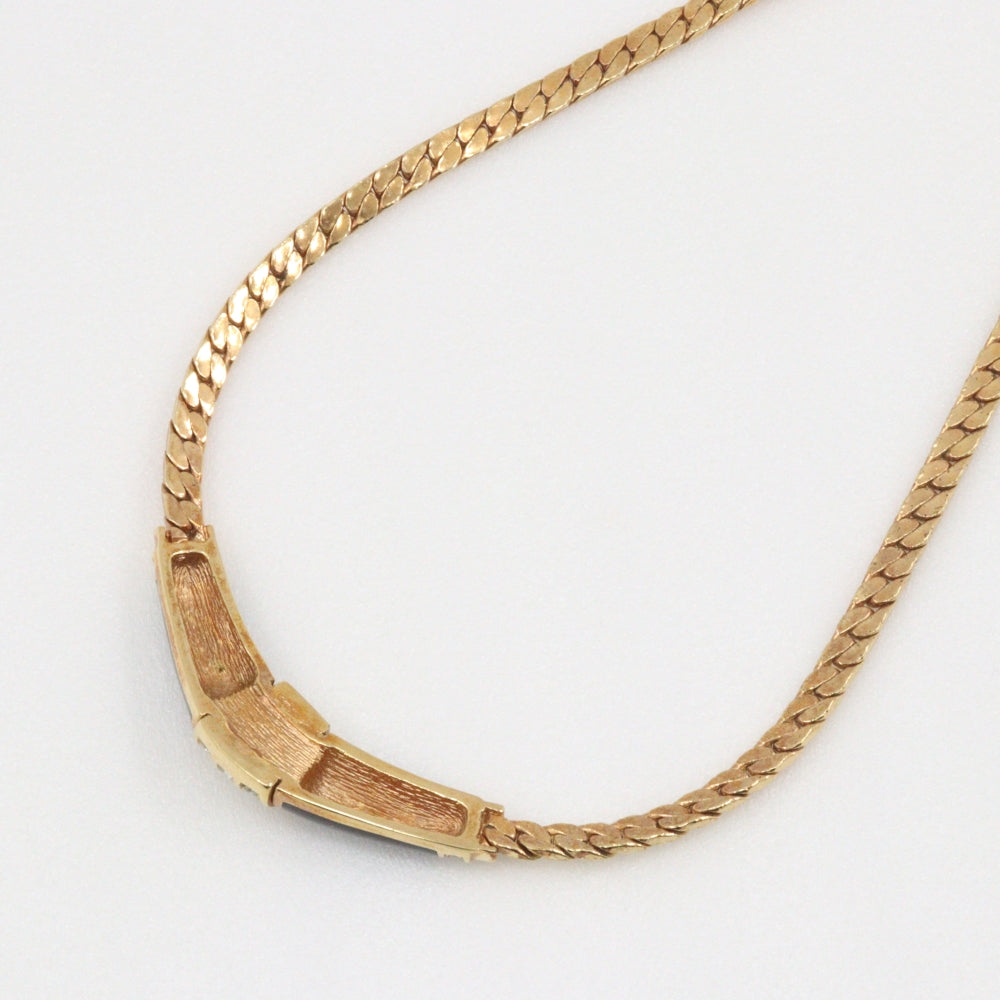 Christian Dior Necklace Plated Gold, Rhinestones gold vintage Earing set Women Used