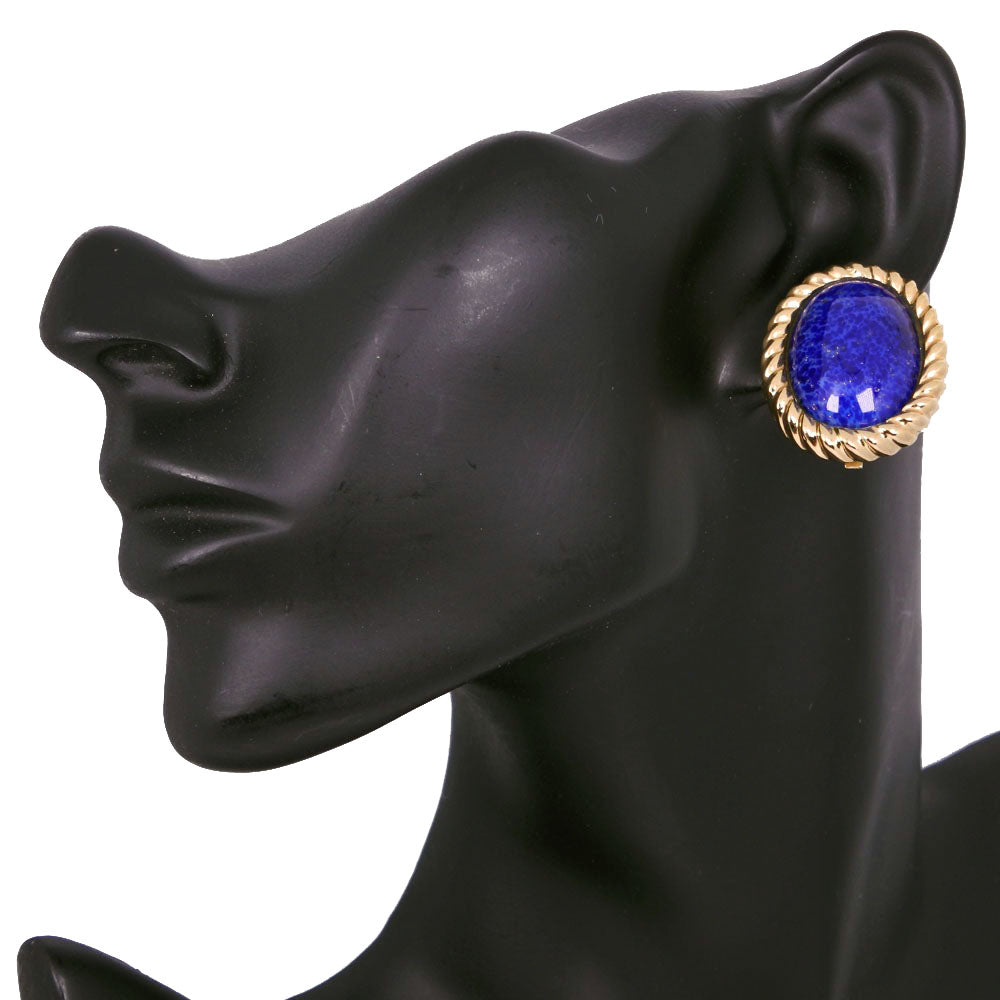 Christian Dior Earring Plated Gold Blue vintage Women Used