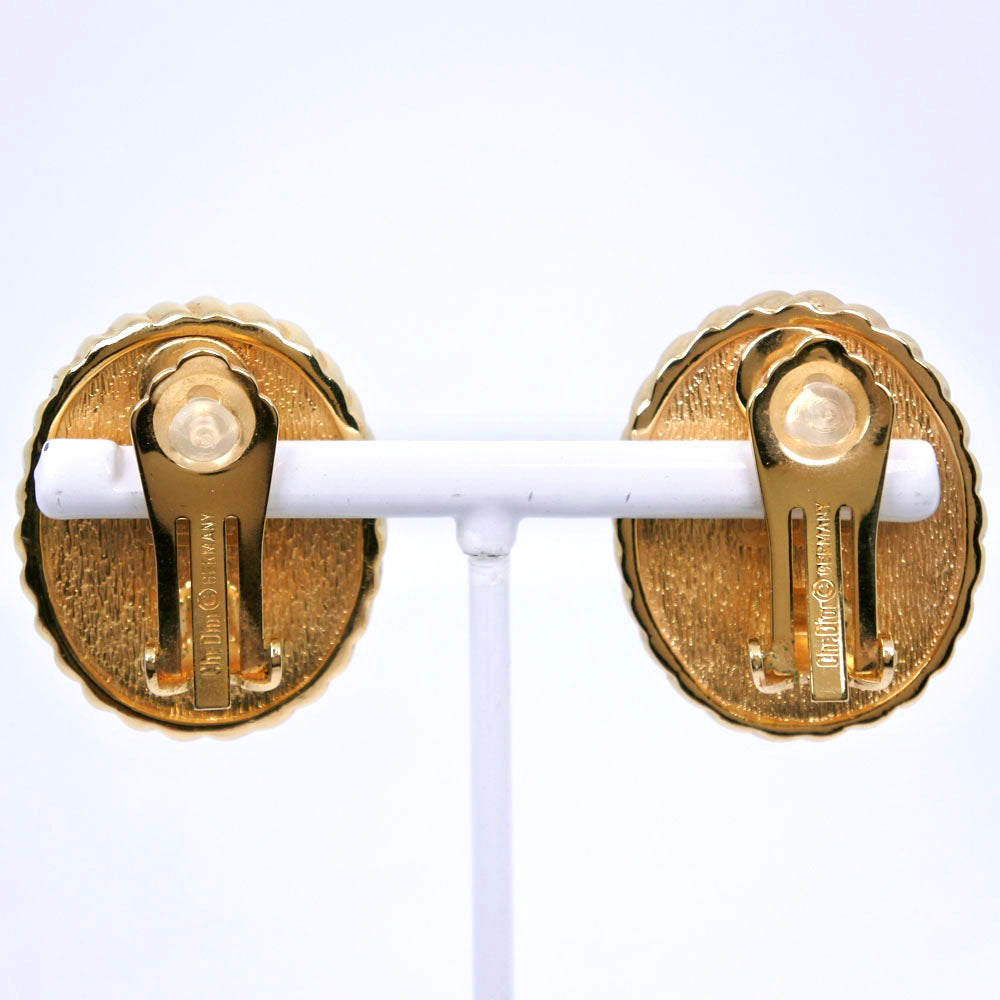 Christian Dior Earring Plated Gold Blue vintage Women Used