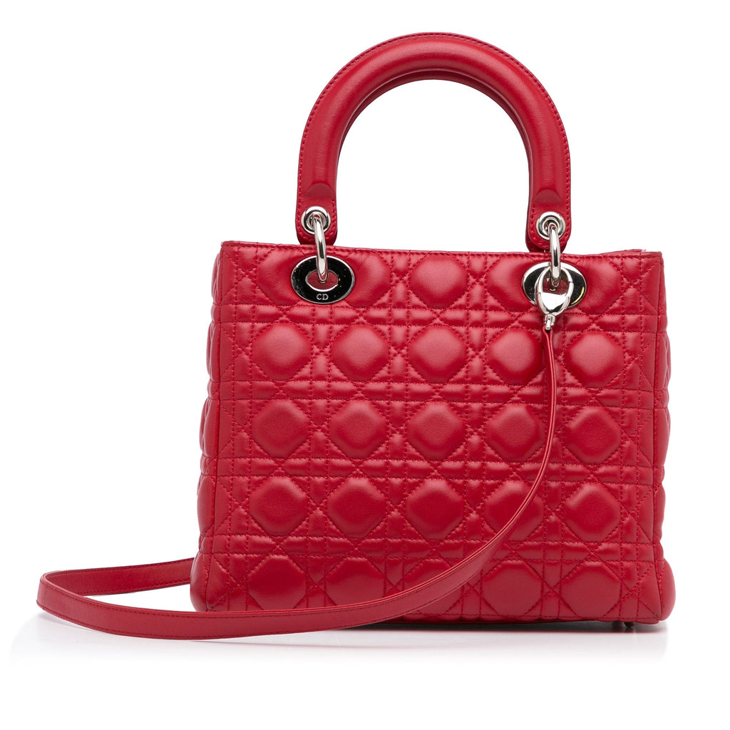 Dior Lady Dior Medium Red Cannage Quilted Leather