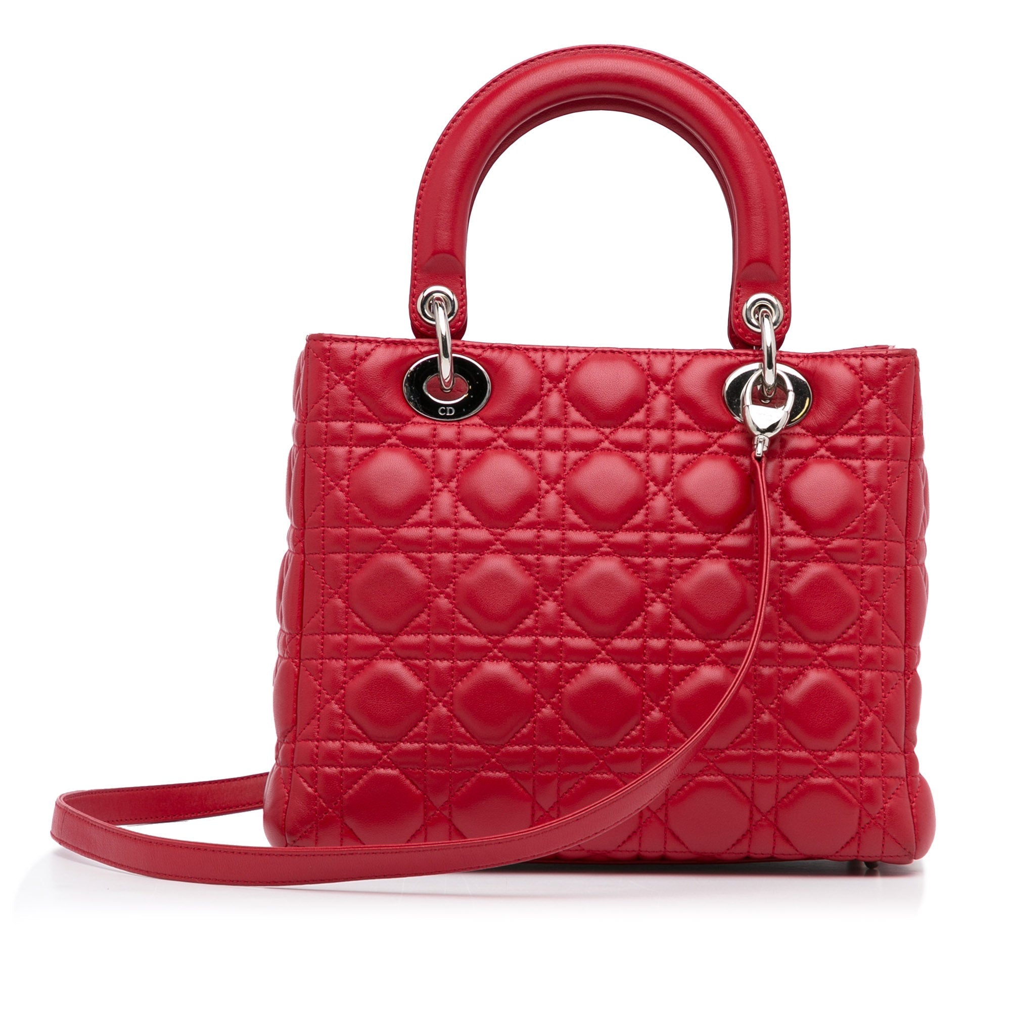 Dior Lady Dior Medium Red Cannage Quilted Leather