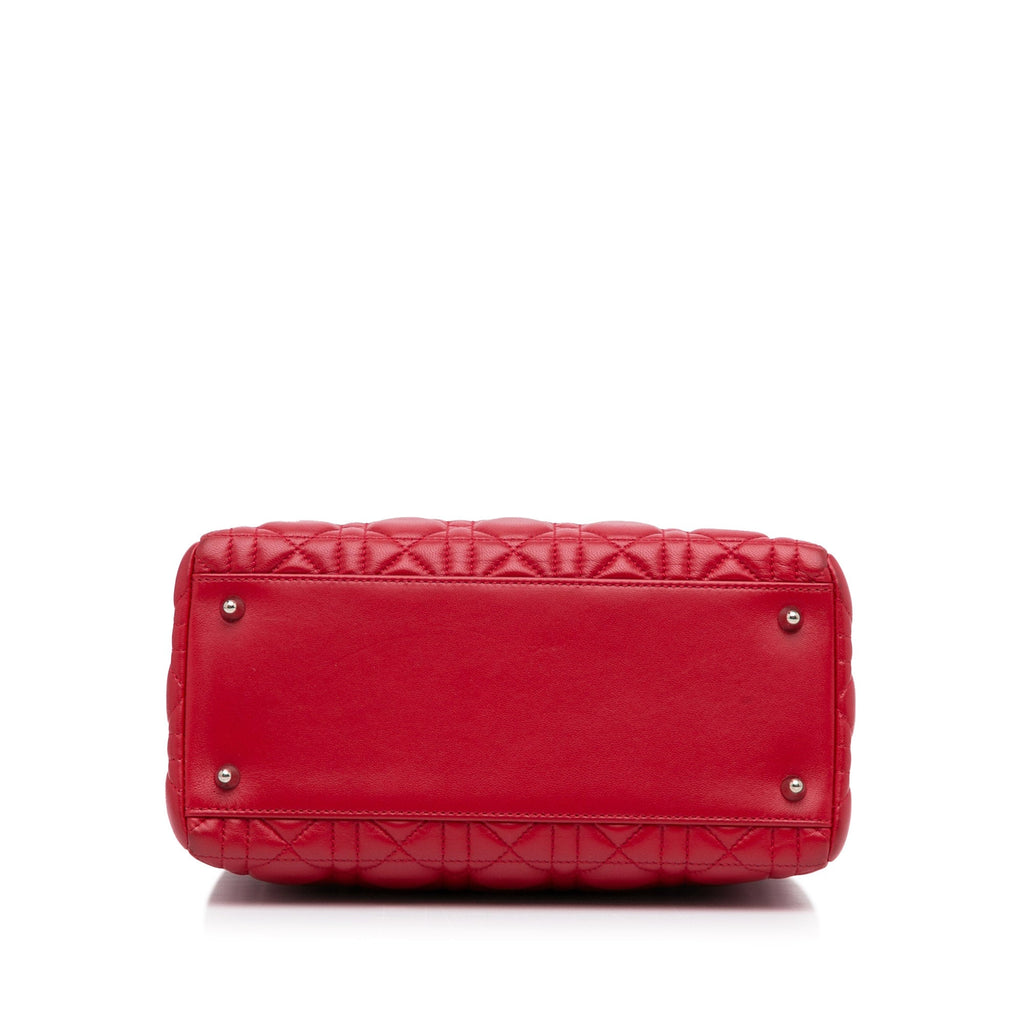 Dior Lady Dior Medium Red Cannage Quilted Leather