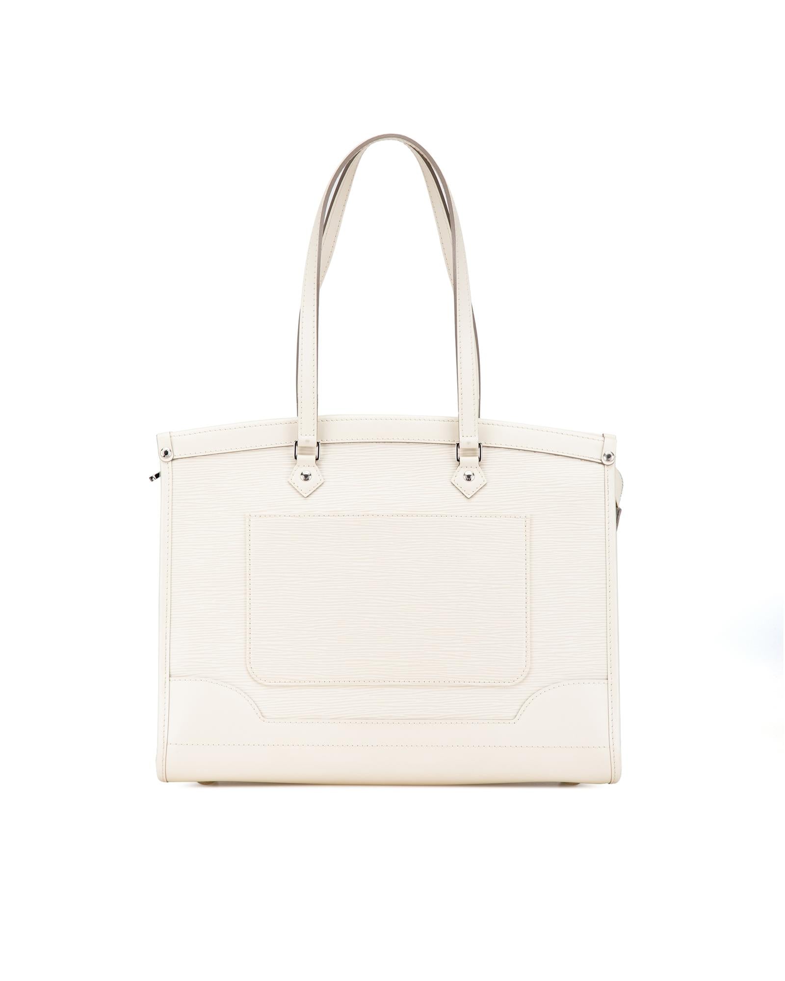 Epi Leather Tote with Slip Pockets and Top Zip Closure