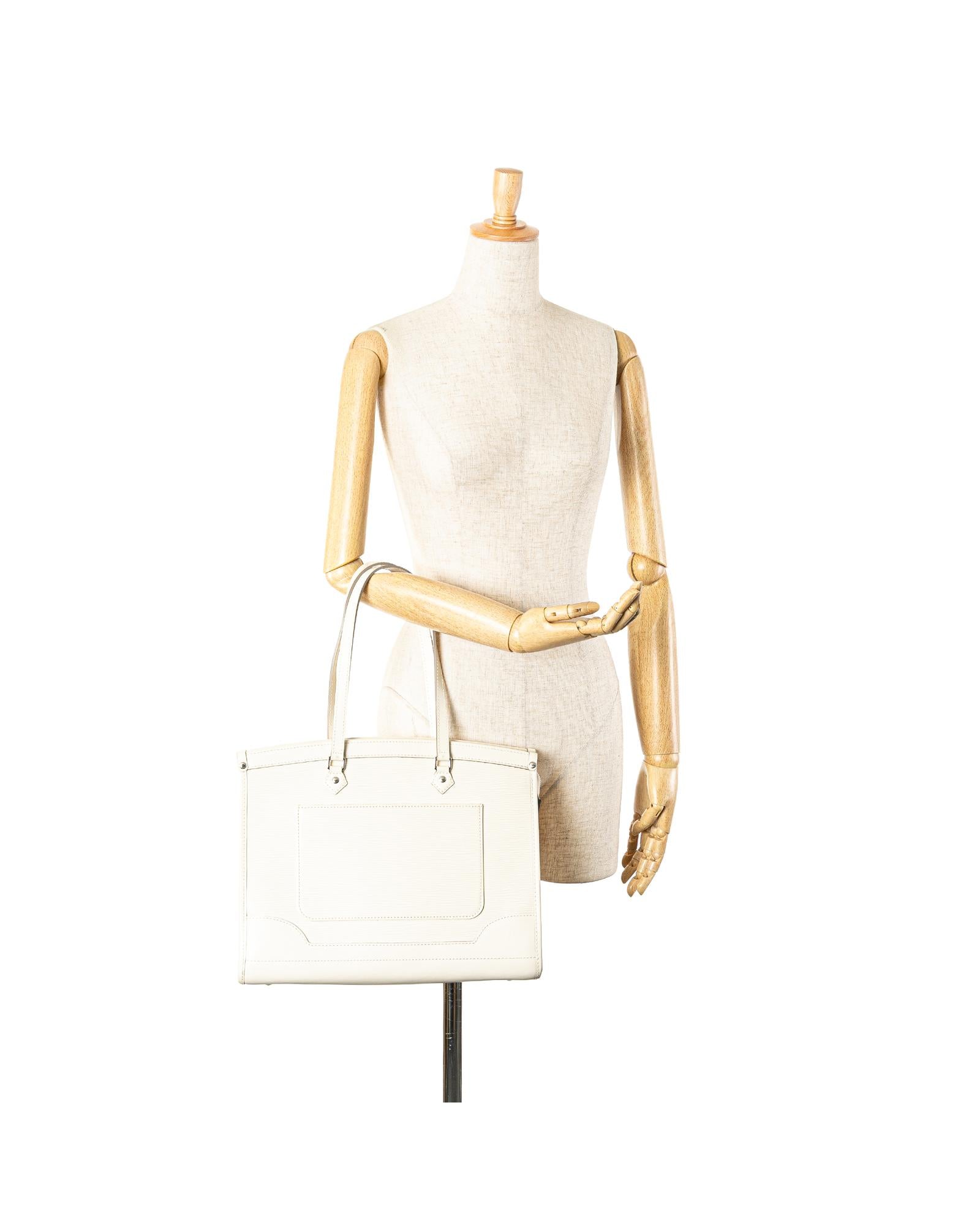 Epi Leather Tote with Slip Pockets and Top Zip Closure