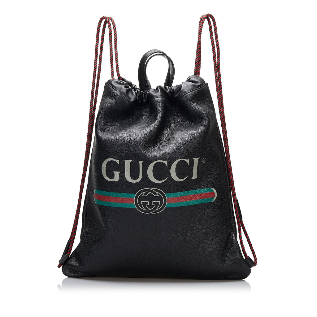 Gucci Logo Drawstring Backpack Black