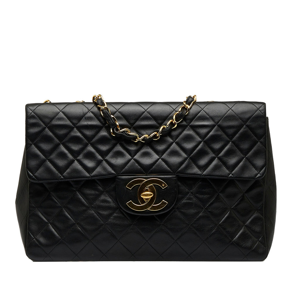 Chanel Classic Single Flap Jumbo Black Lambskin Gold