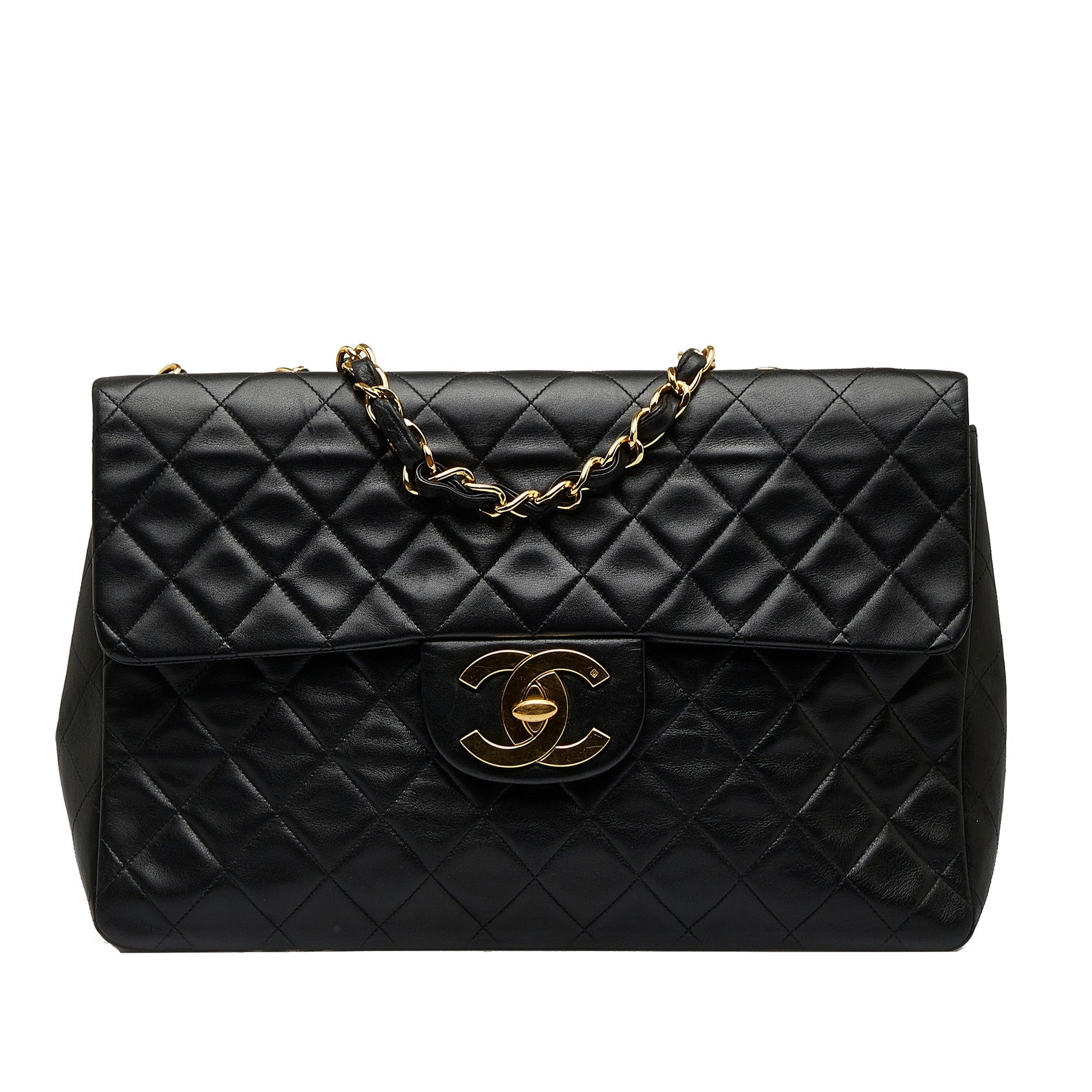Chanel Classic Single Flap Jumbo Black Lambskin Gold