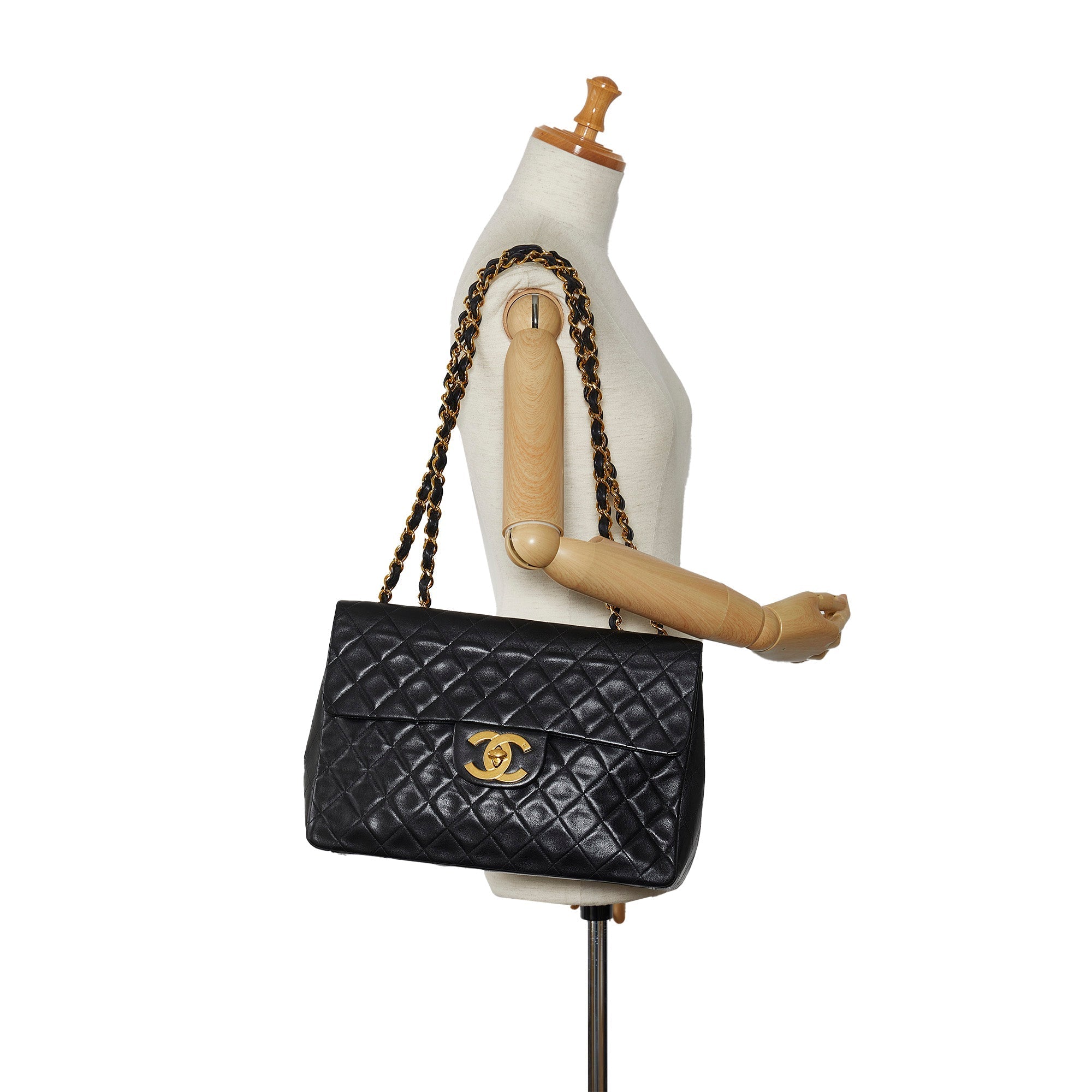 Chanel Classic Single Flap Jumbo Black Lambskin Gold
