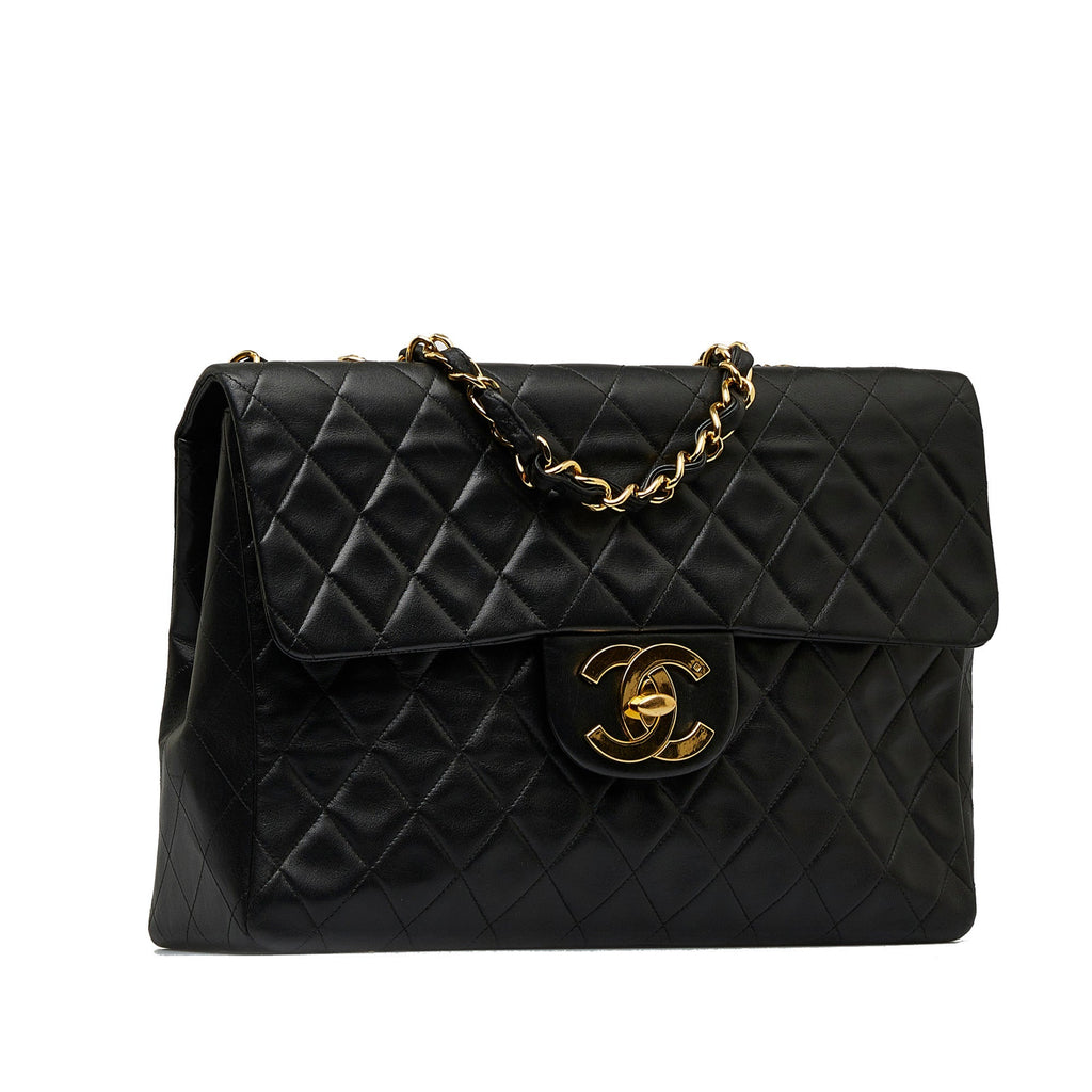 Chanel Classic Single Flap Jumbo Black Lambskin Gold