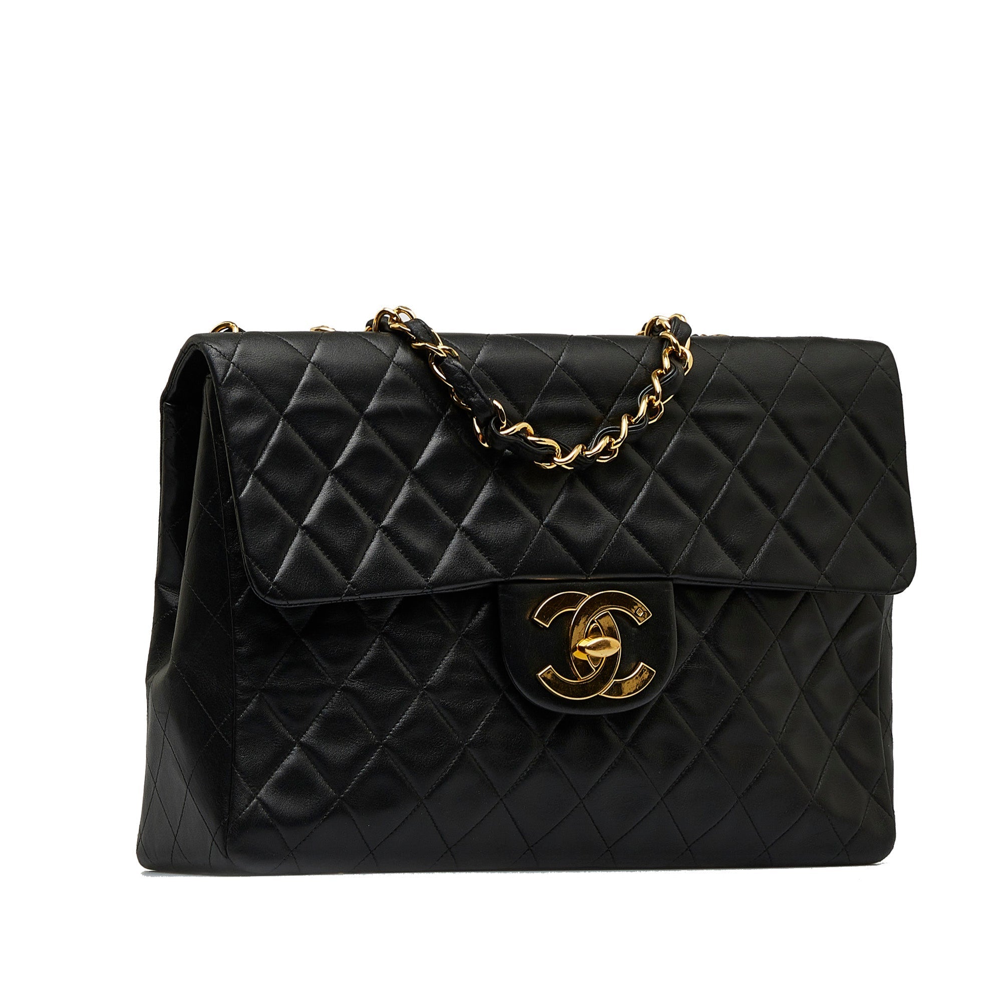 Chanel Classic Single Flap Jumbo Black Lambskin Gold
