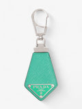 Prada Triangle Keychain Green Saffiano Leather