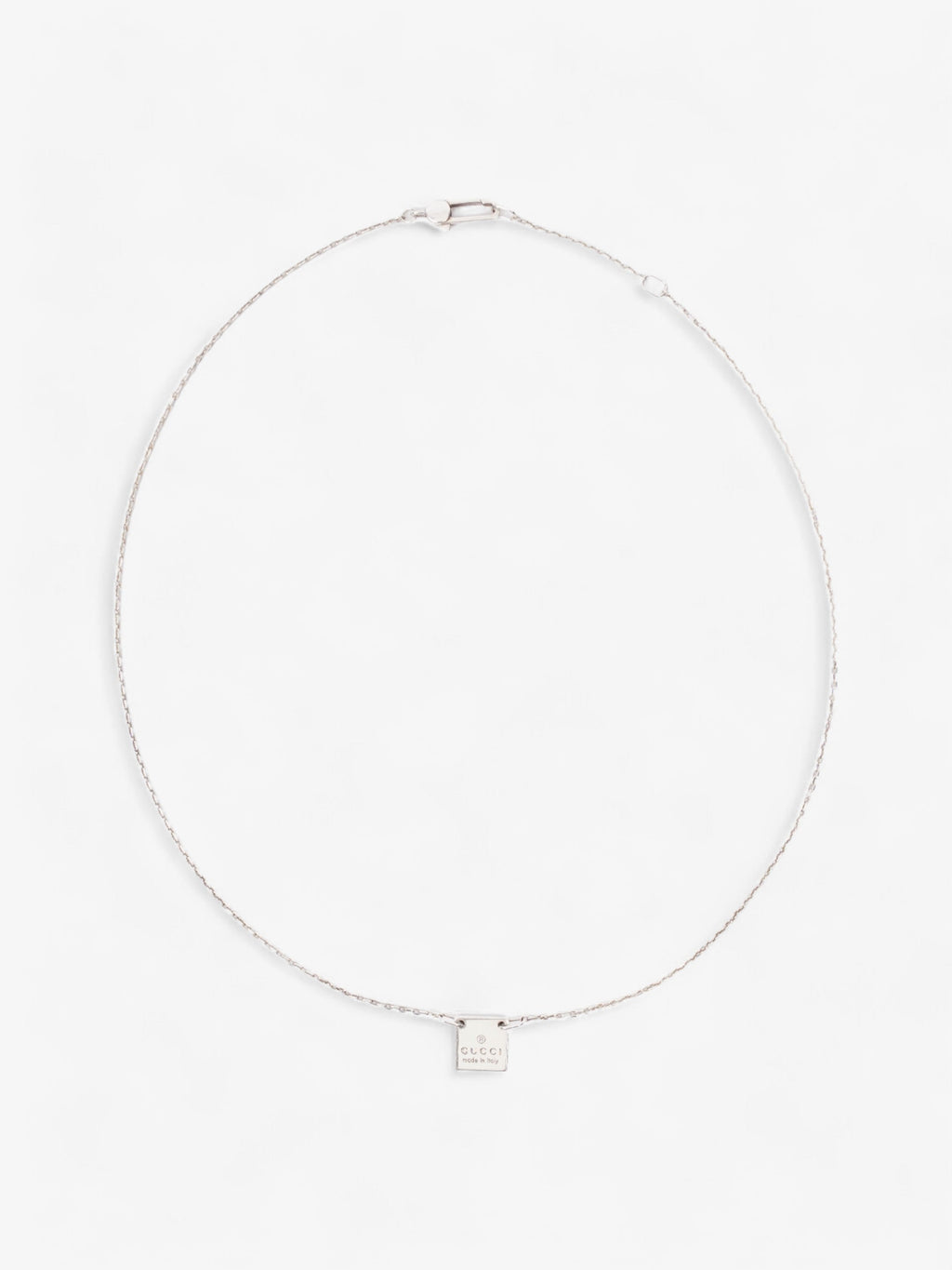 Gucci Logo Pendant Necklace Silver Silver Sterling