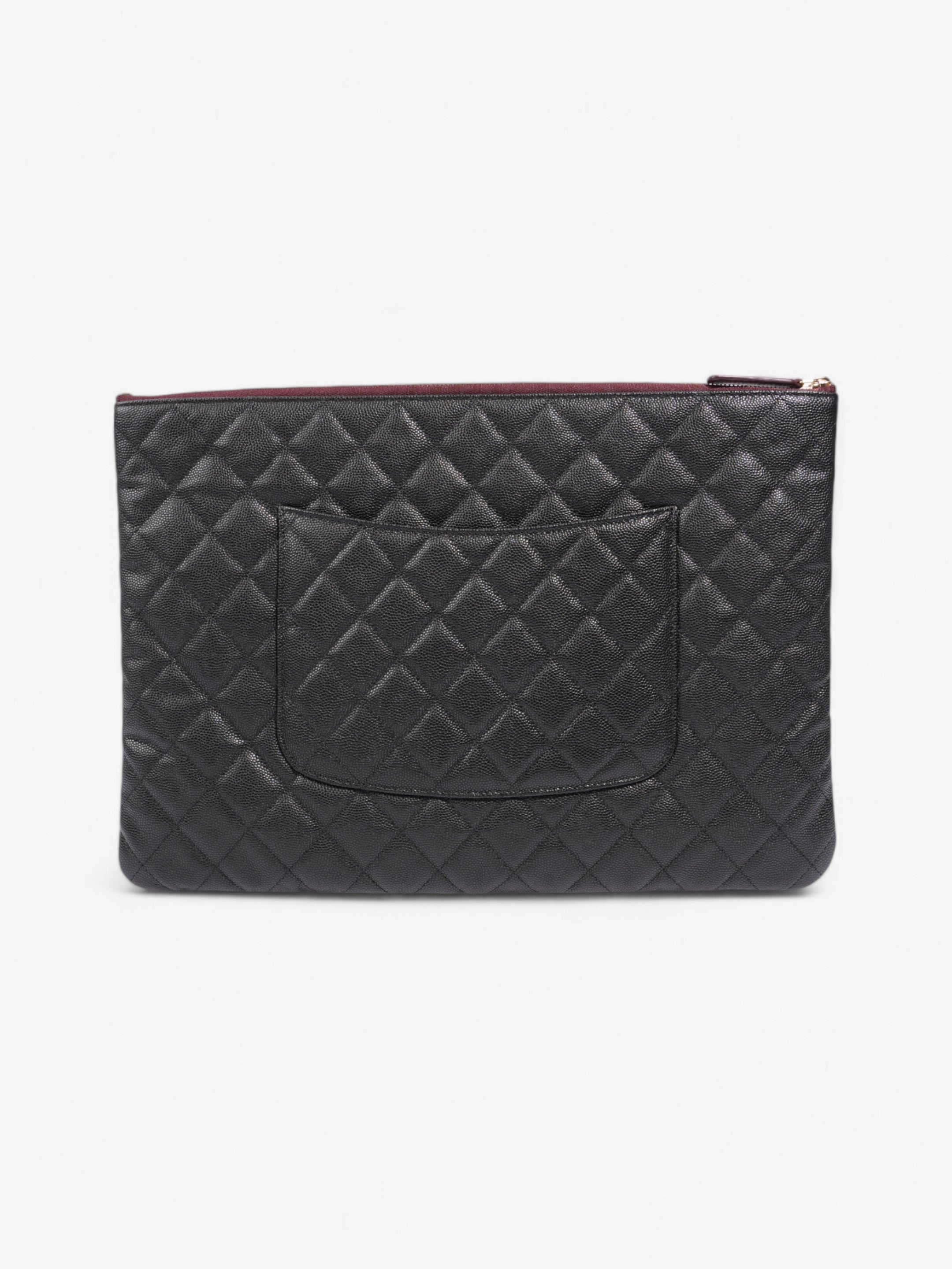 Chanel Clutch Pouch Black Caviar Leather Large