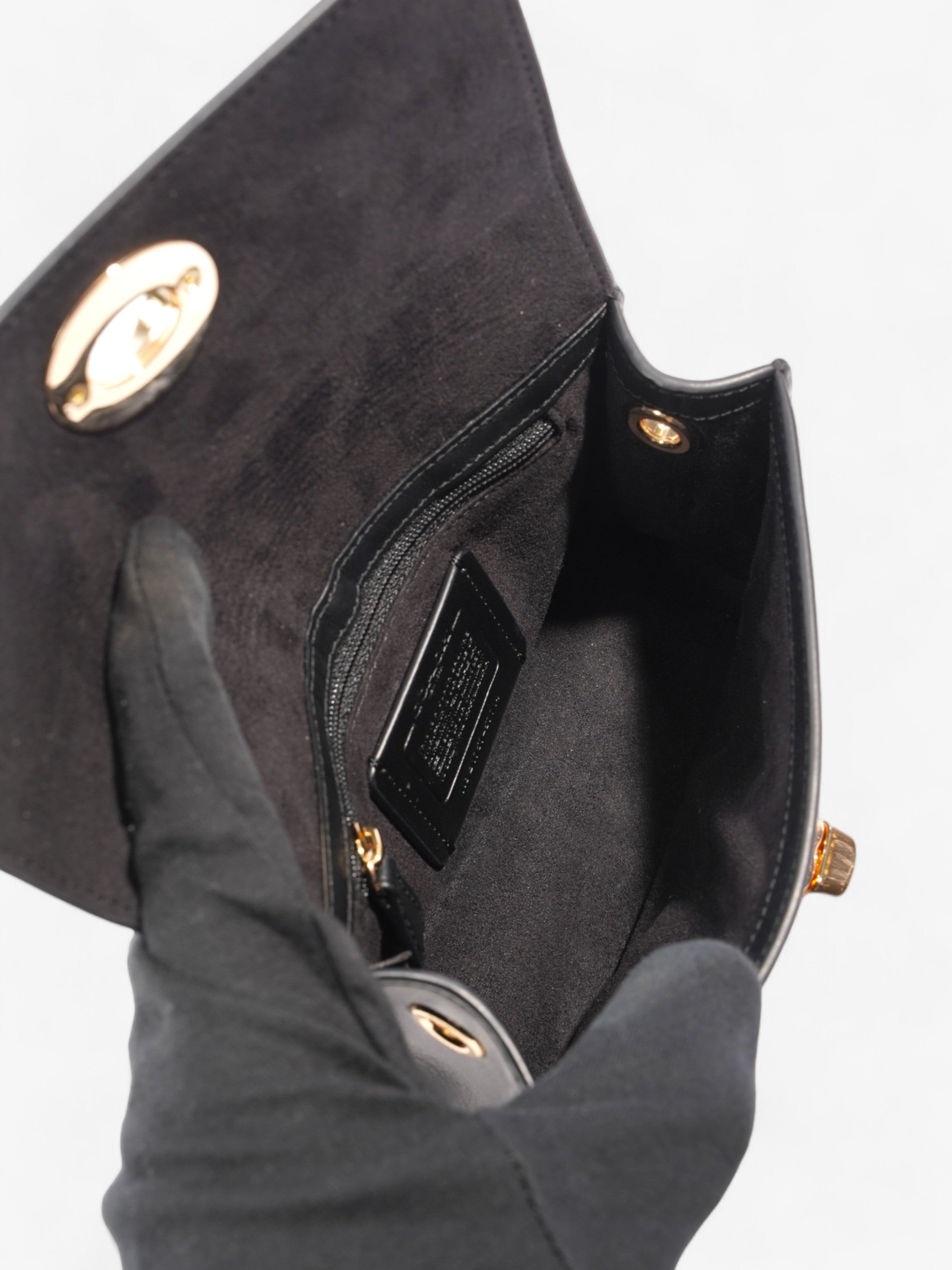 Coach Turnlock Black Leather Small