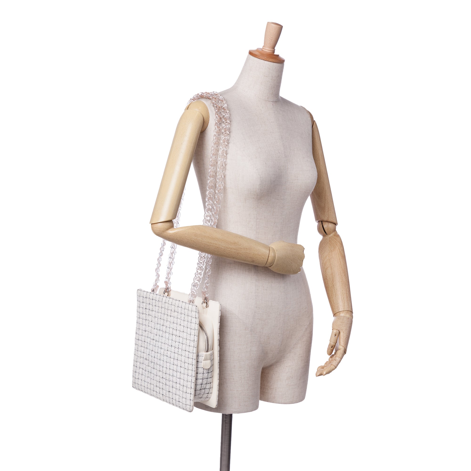 Chanel Small Tweed And Resin Zipped Shopping Bag