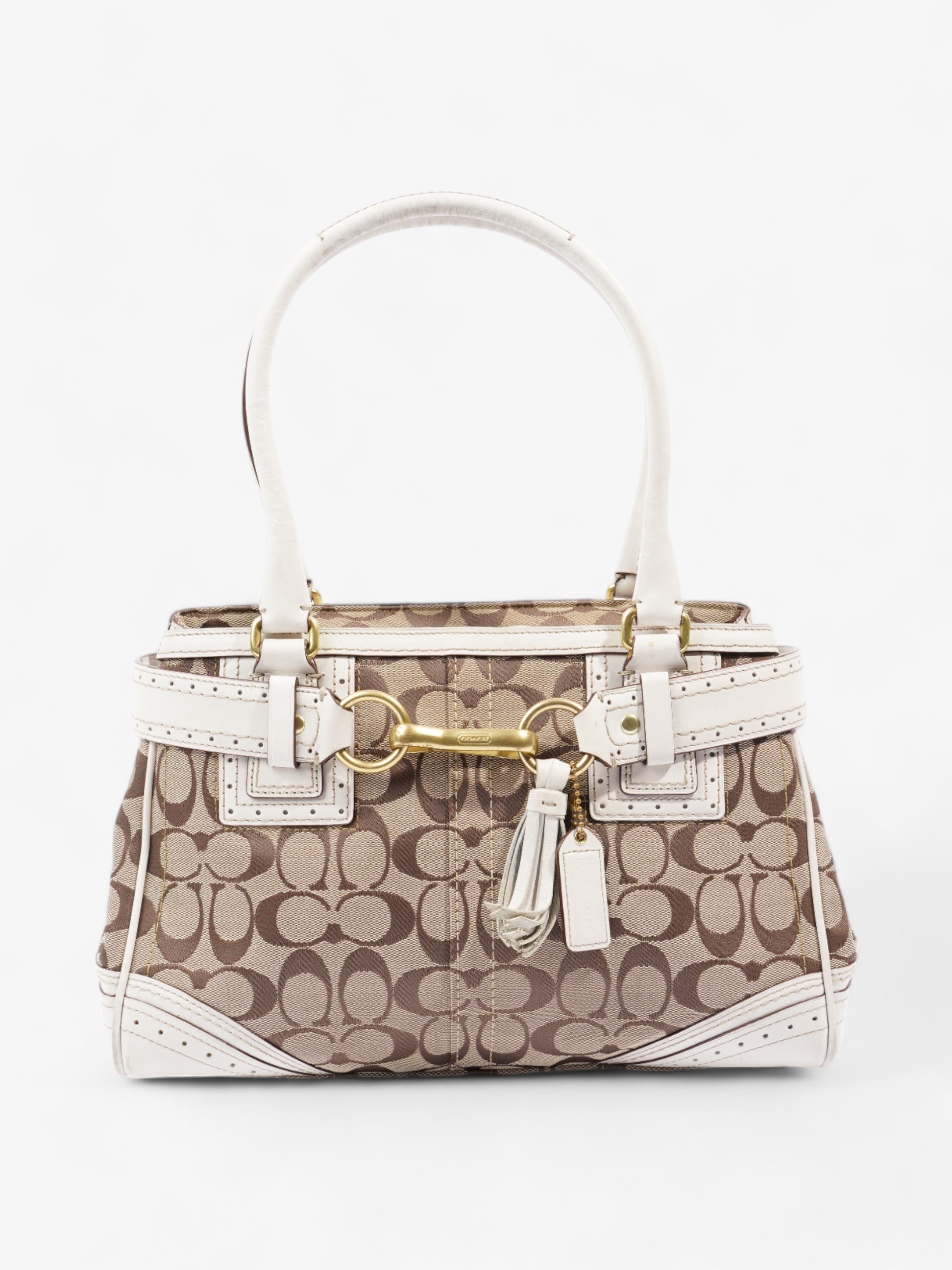 Coach Signature Carryall Tote Brown  / White Canvas Medium