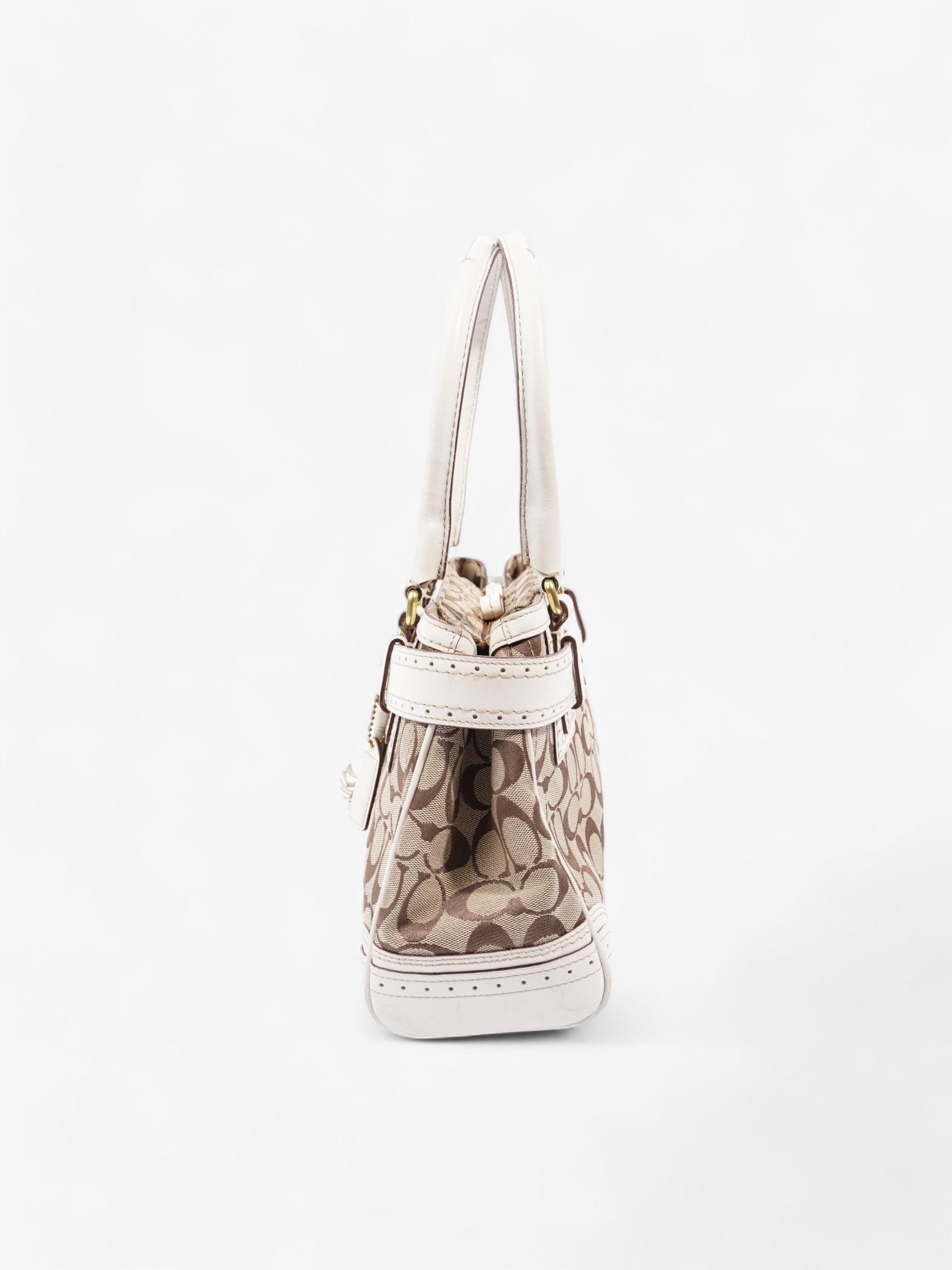 Coach Signature Carryall Tote Brown  / White Canvas Medium