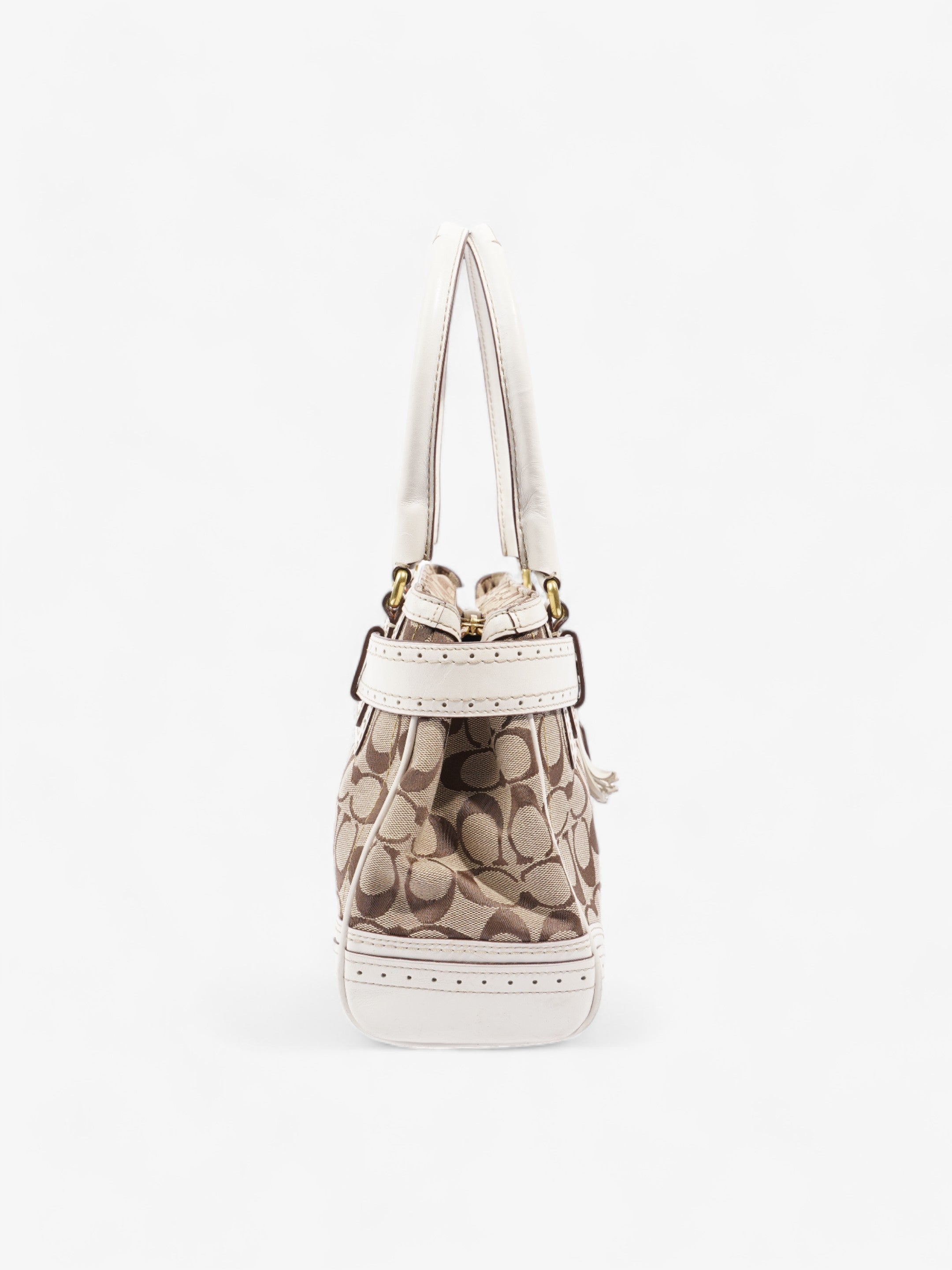 Coach Signature Carryall Tote Brown  / White Canvas Medium