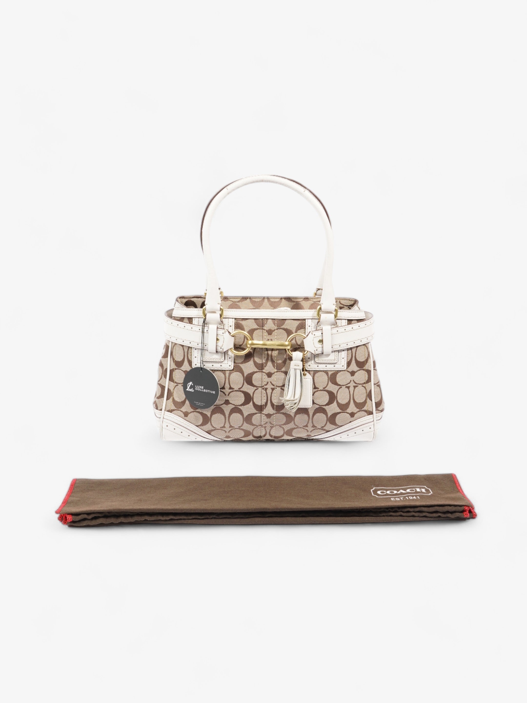 Coach Signature Carryall Tote Brown  / White Canvas Medium
