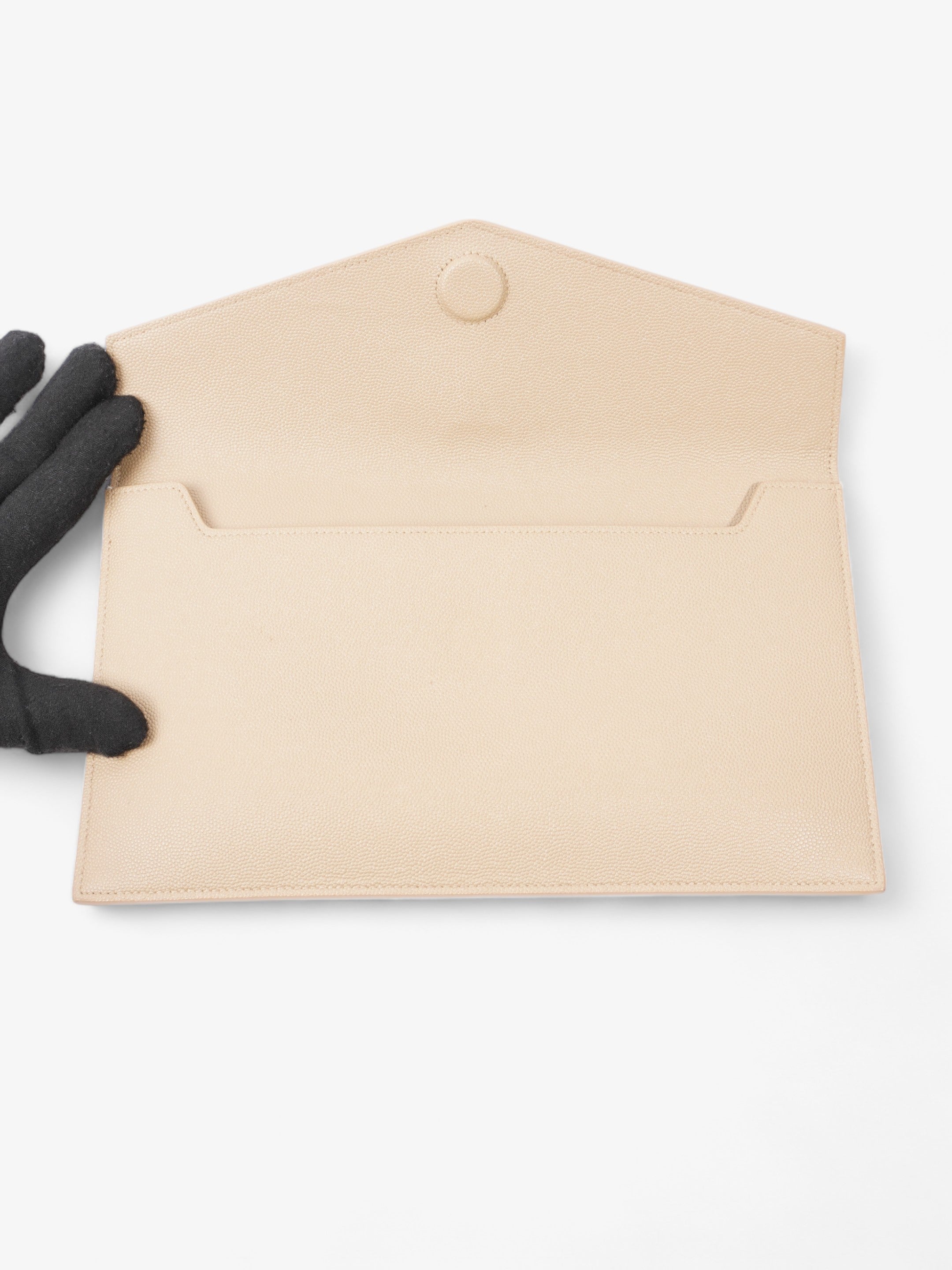 Saint Laurent Envelope Pouch Dark Latte Grained Leather Medium