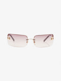 Chanel CC Rhinestone Rectangular Sunglasses Gold / Brown Acetate 120mm