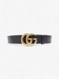 Gucci GG Marmont 2015 Re-Edition Wide Belt Black / Gold Leather 75cm / 30"
