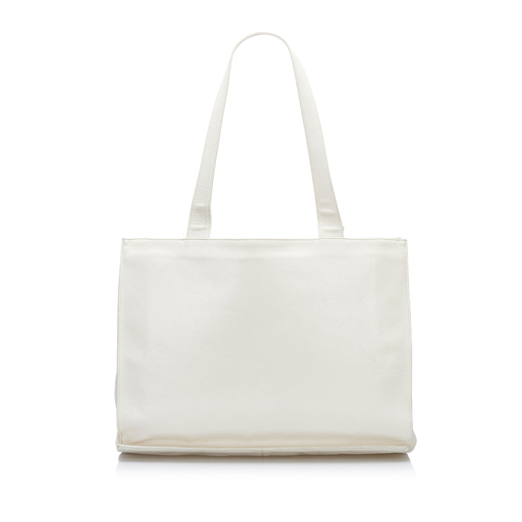 Chanel CC Tote Bag White Caviar