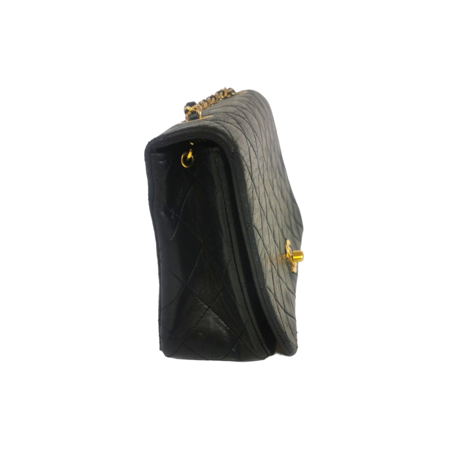 Chanel Full Flap Bag Small Black Lambskin Gold