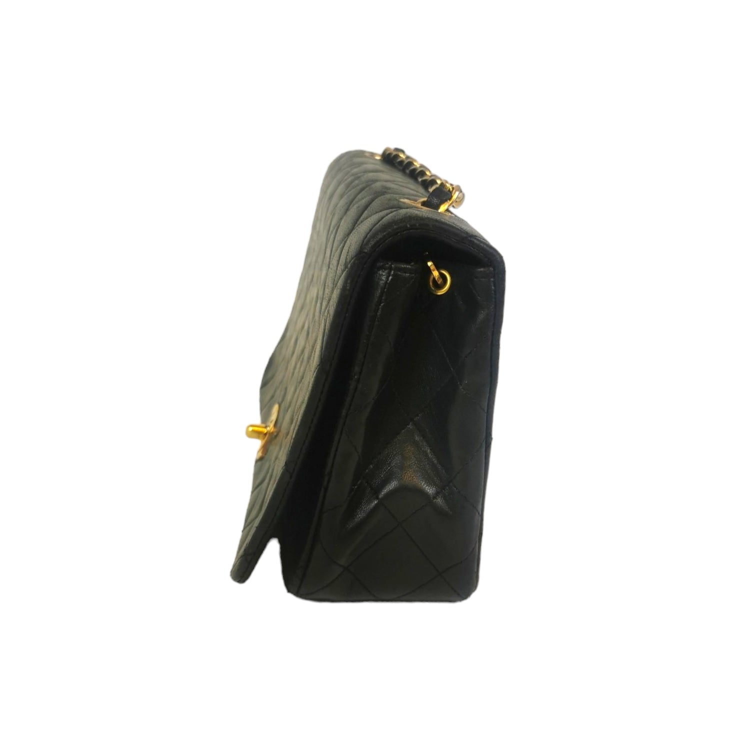 Chanel Full Flap Bag Small Black Lambskin Gold