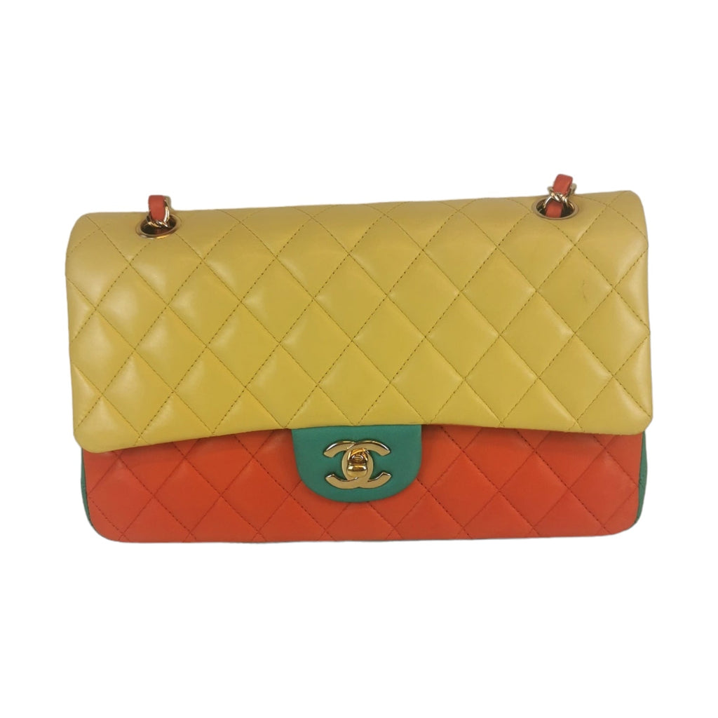 Chanel Classic Double Flap Medium Tricolor Lambskin Gold