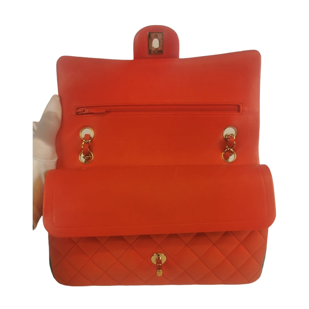 Chanel Classic Double Flap Medium Tricolor Lambskin Gold