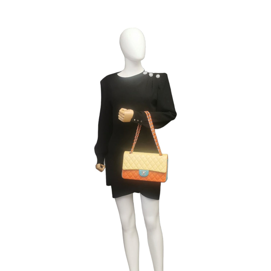 Chanel Classic Double Flap Medium Tricolor Lambskin Gold