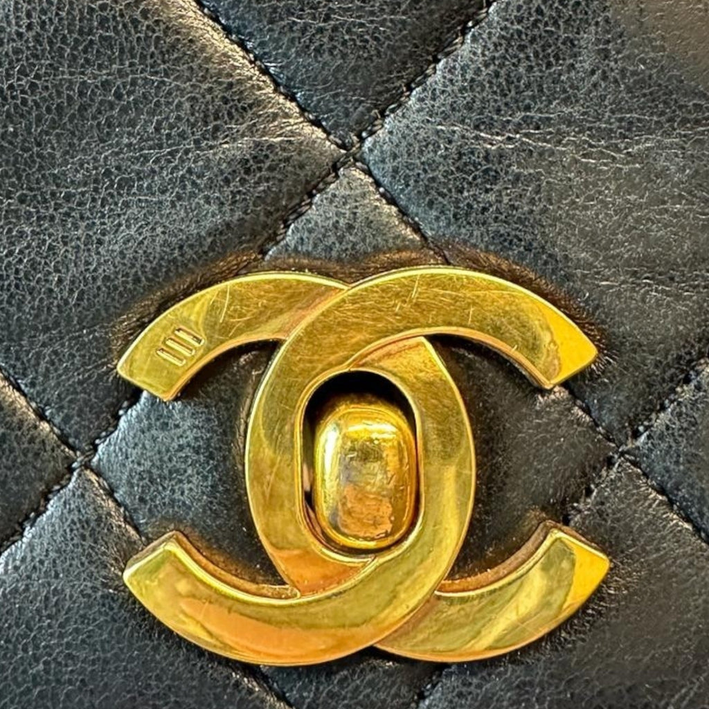 Chanel Full Flap Bag Small Black Lambskin Gold