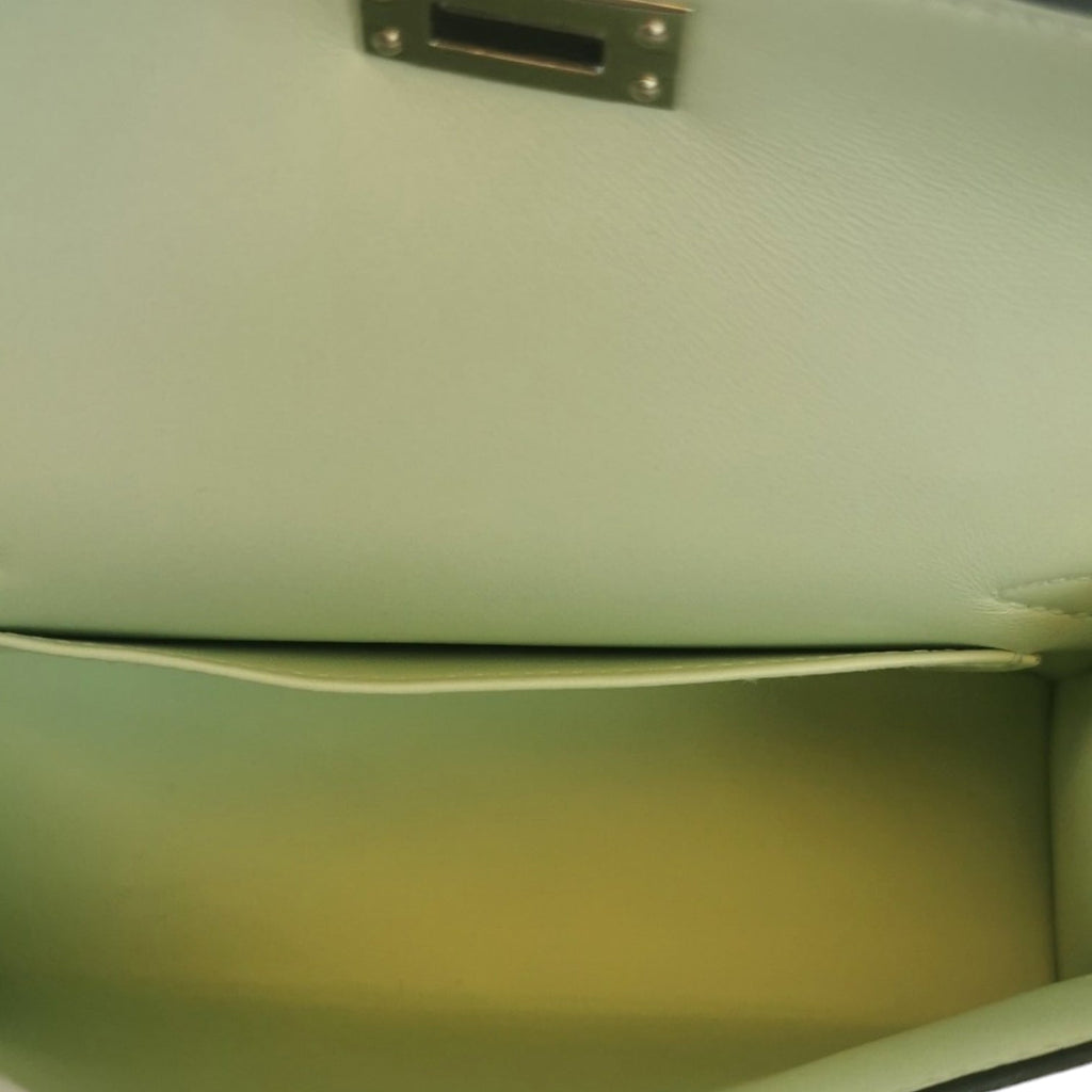 HermÃƒÆ’Ã‚Â¨s Mini Kelly Vert Fizz Epsom Palladium