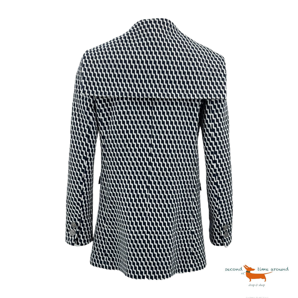 Chanel blue & white Wool Hamburg Zigzag Peacoat Jacket