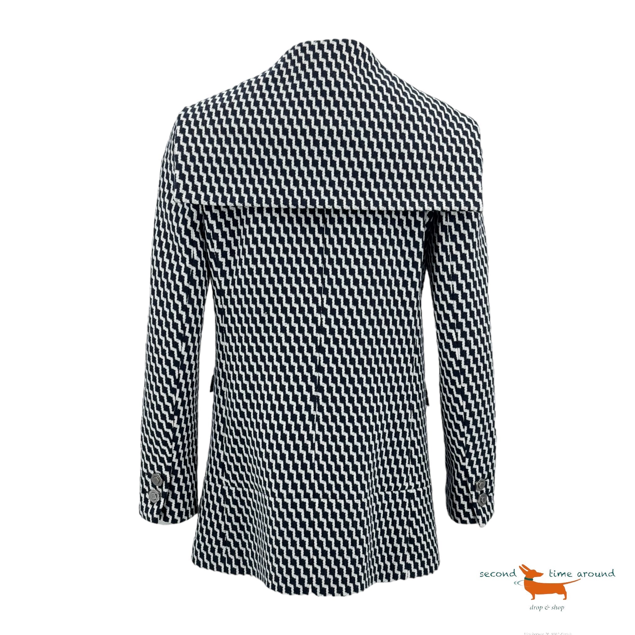 Chanel blue & white Wool Hamburg Zigzag Peacoat Jacket