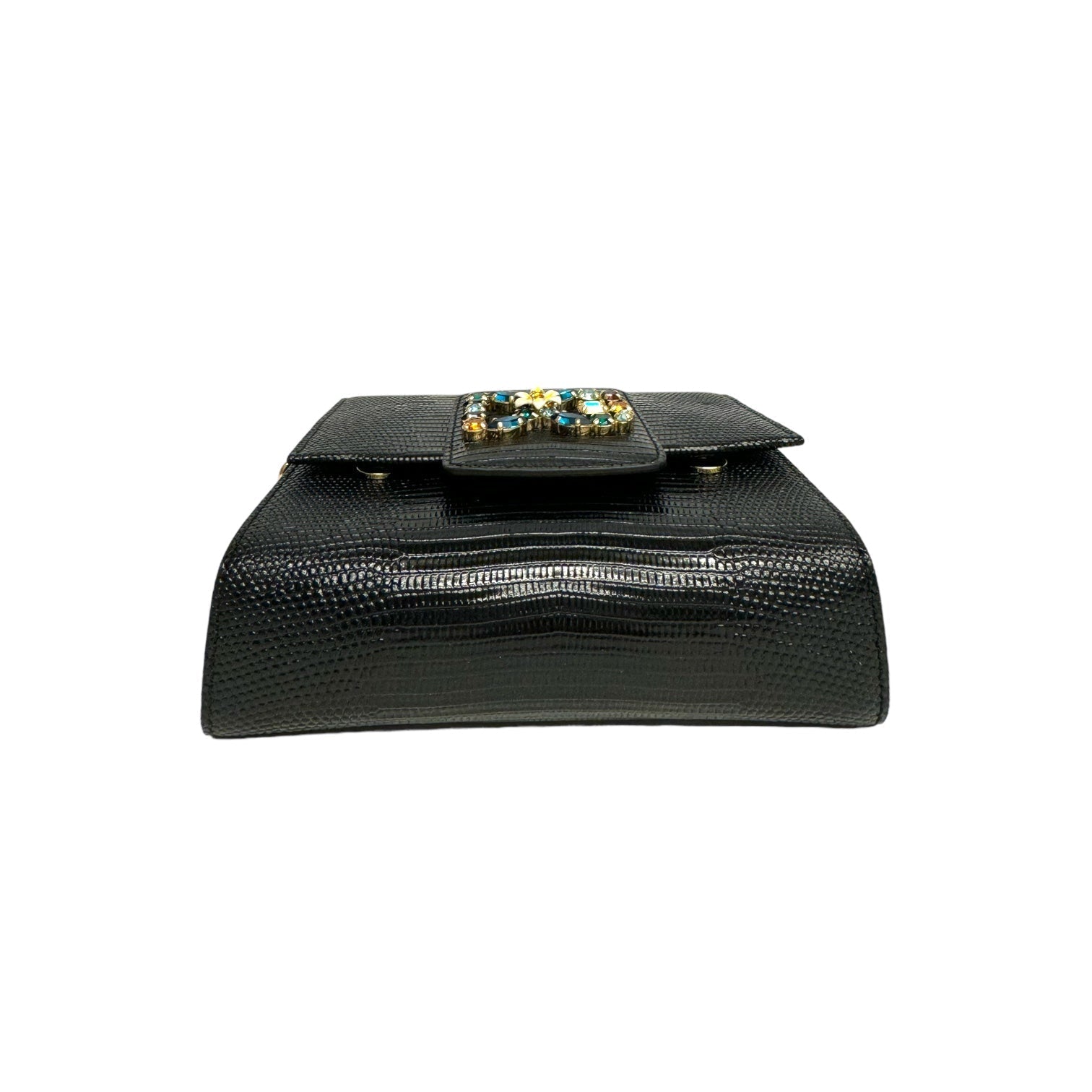 Dolce & Gabbana DG Crystals Crossbody Bag Black Leather