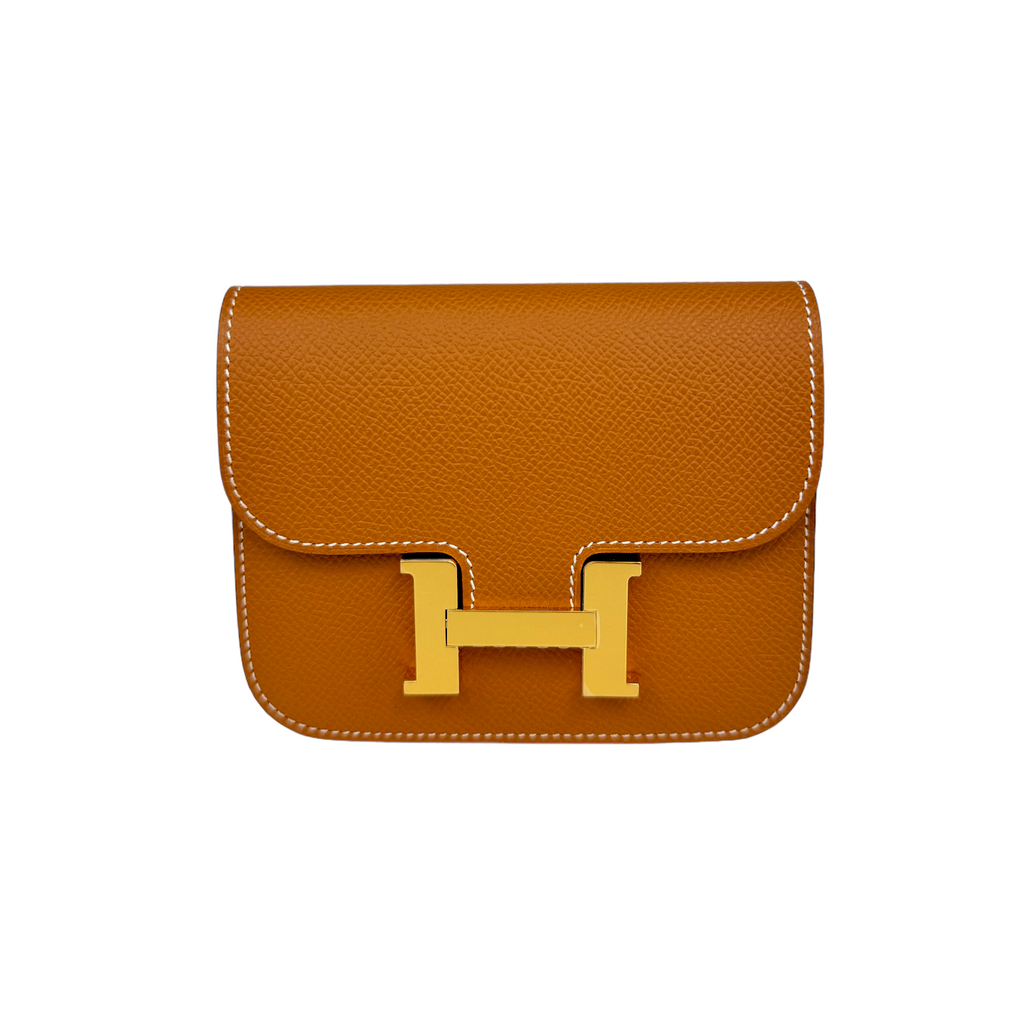HermÃƒÆ’Ã‚Â¨s Constance Slim Compact Gold Epsom