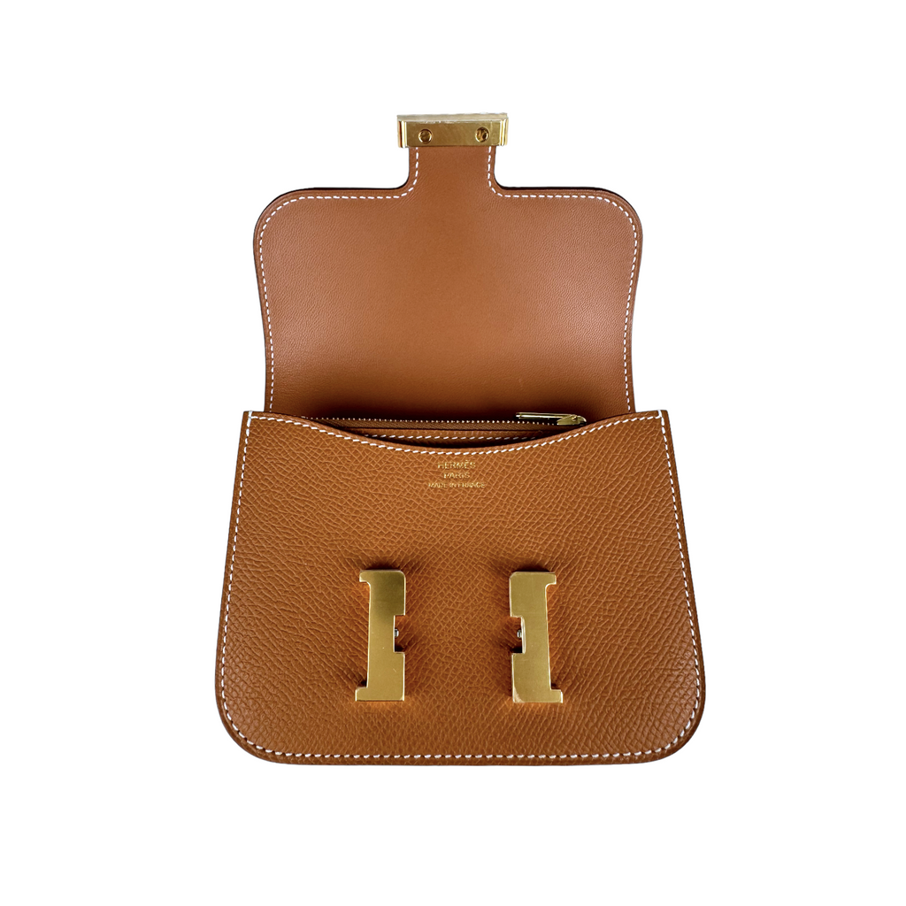 HermÃƒÆ’Ã‚Â¨s Constance Slim Compact Gold Epsom