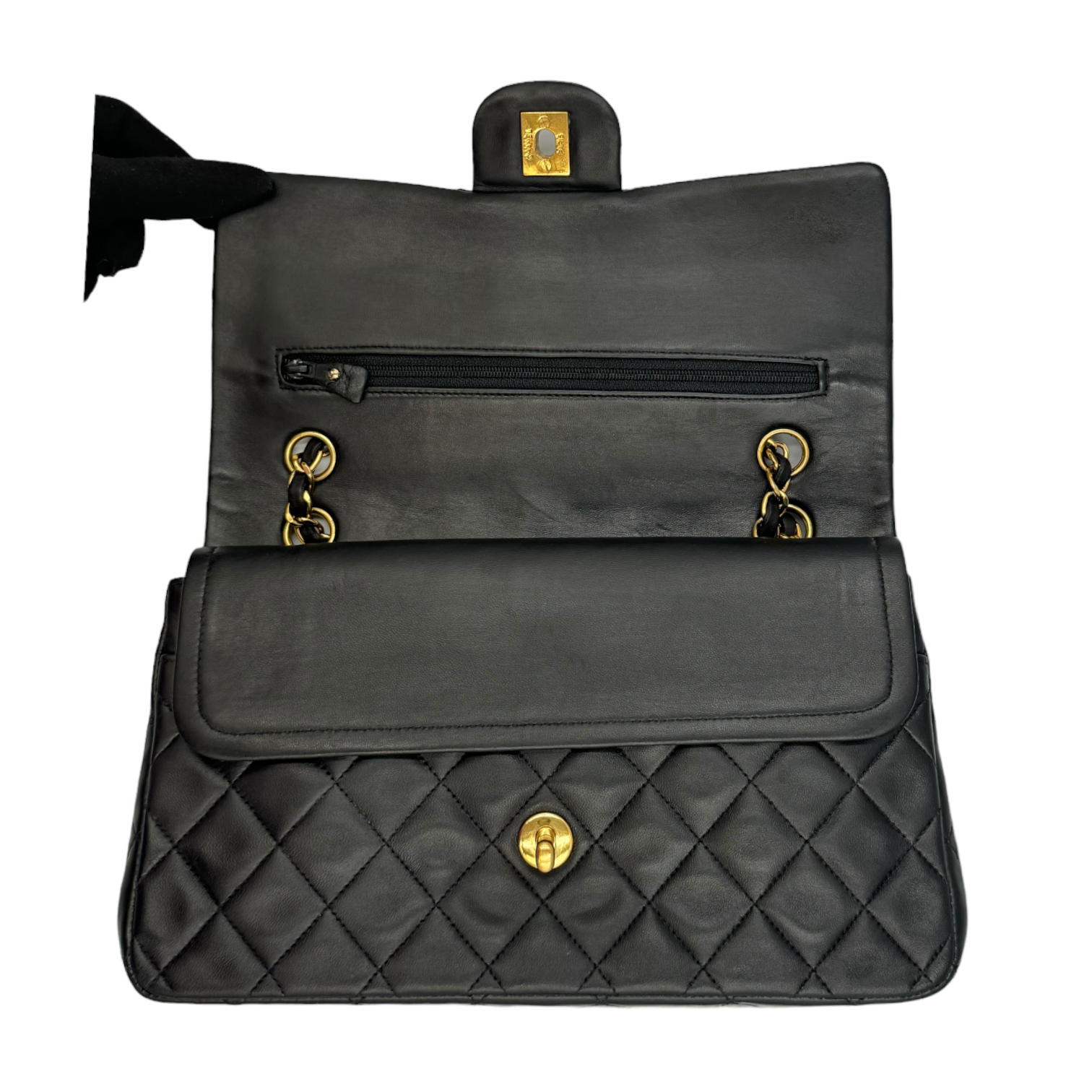 Chanel Classic Double Flap Medium Black Lambskin Gold