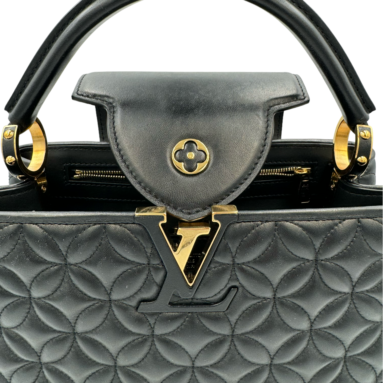 Louis Vuitton Capucines mm Blue Taurillon Silver
