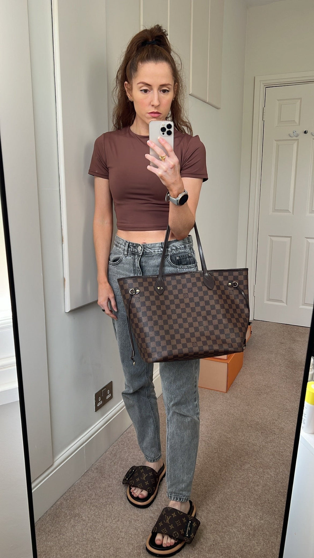Louis Vuitton Neverfull MM Damier Ebene Cherry Interior (RRP £1,410)