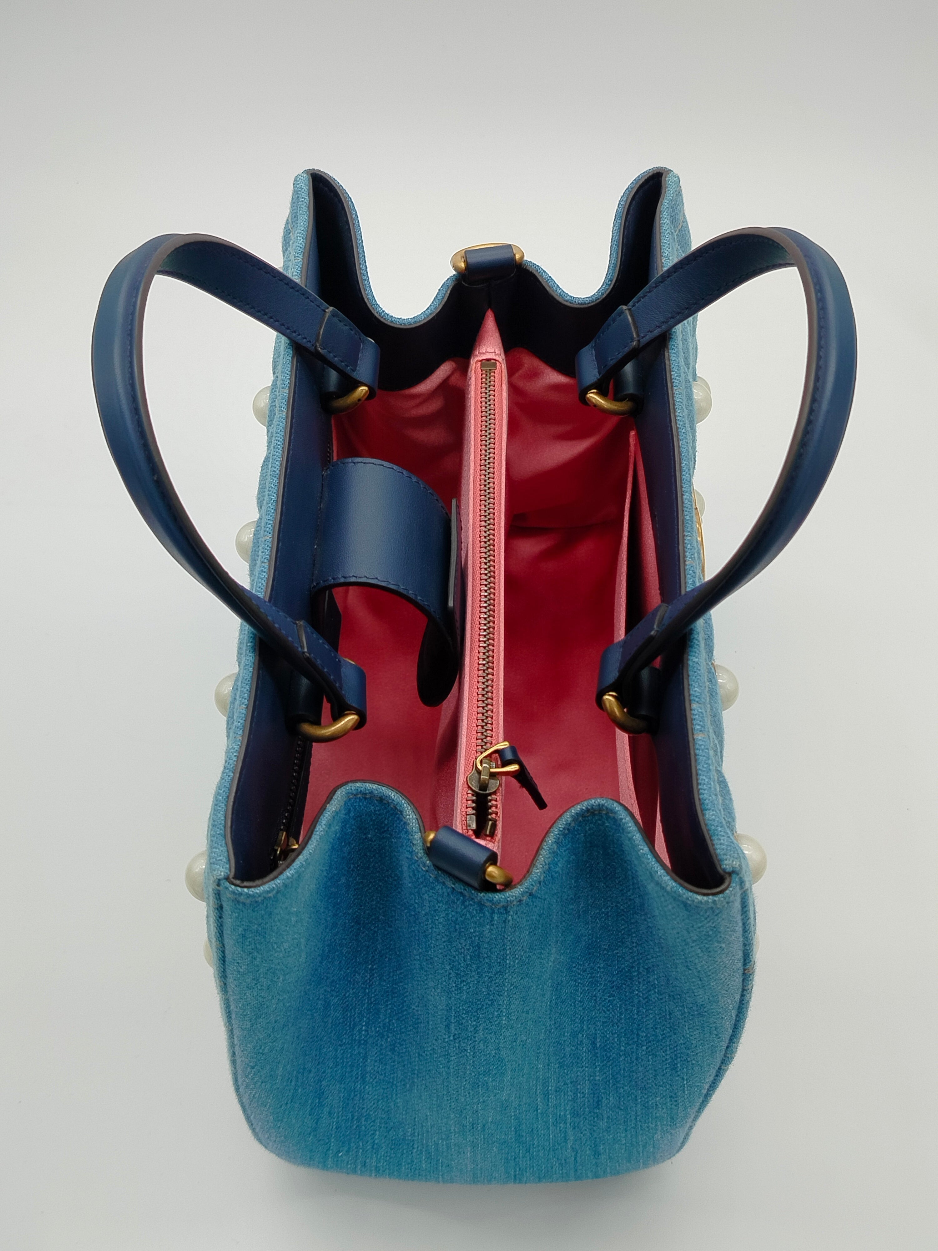 Gucci Marmont Denim Pearl Tote Bag - '10s