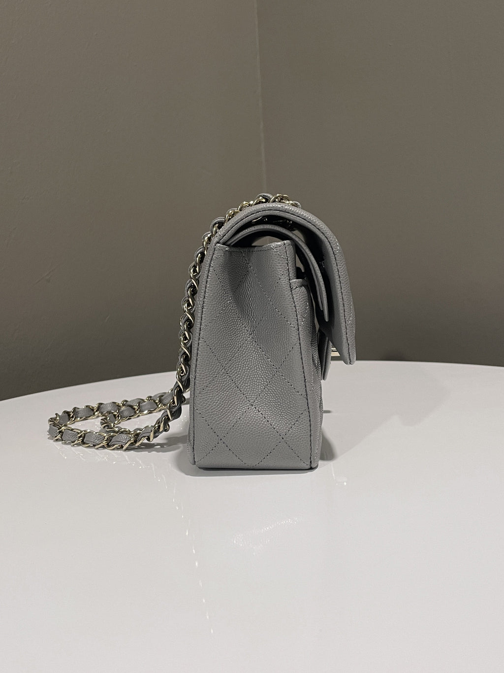 Chanel Classic Quilted Small Double Flap Grey Caviar